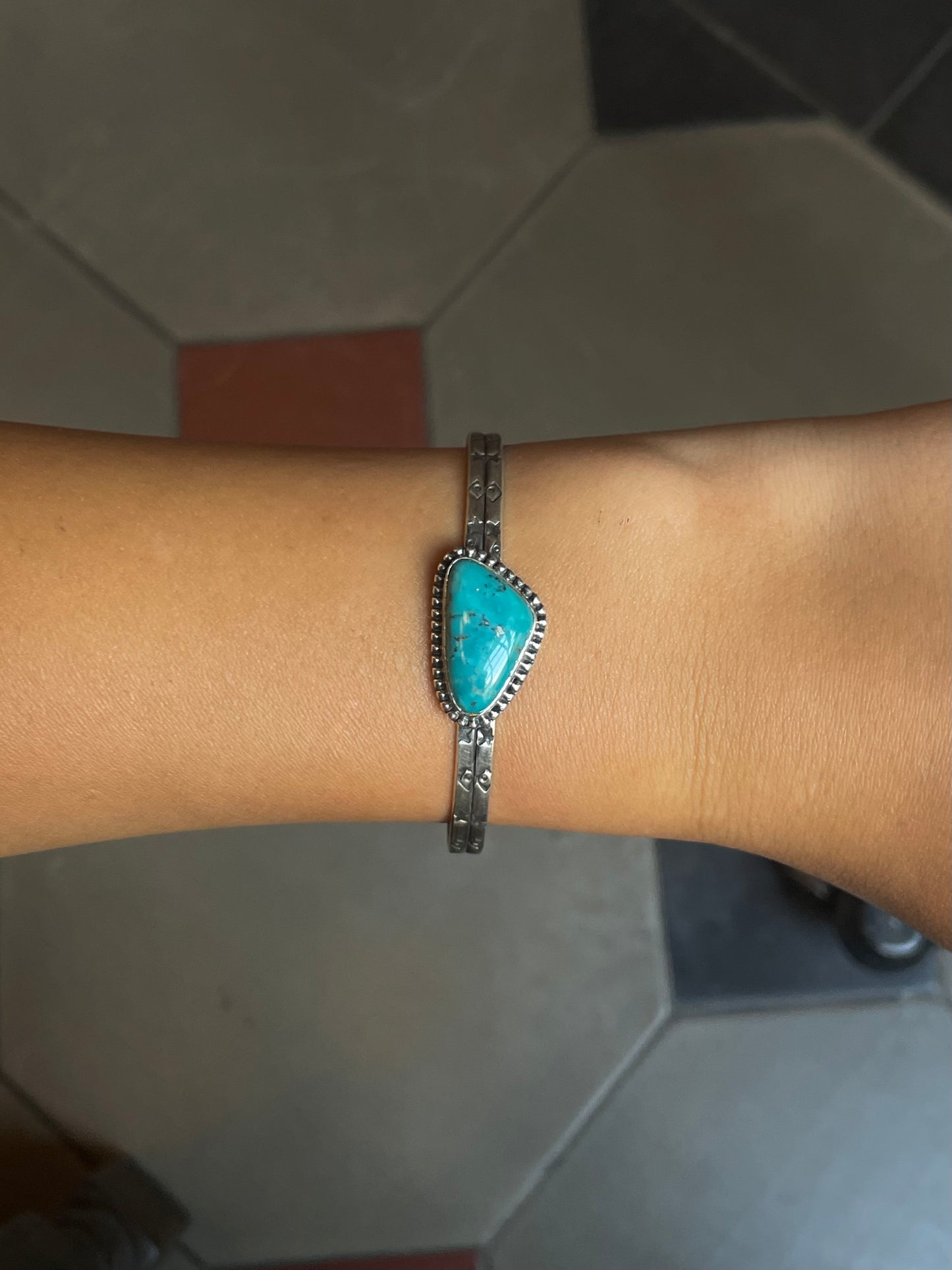 Kingman Turquoise Adjustable Cuff | Sterling Silver | A785
