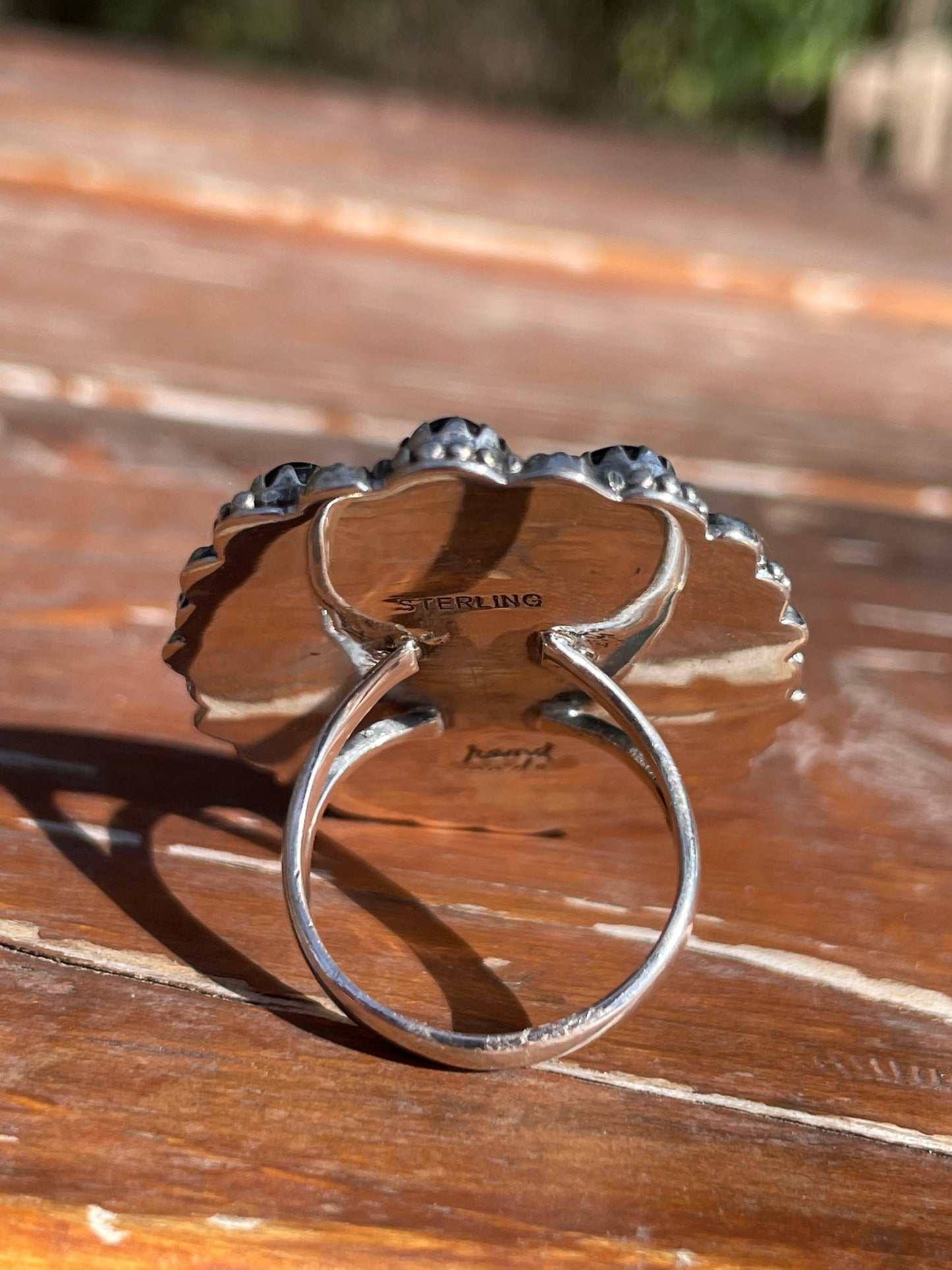 Spiny Oyster Black Onyx Cluster Ring Size 8.5 | 925 Sterling Silver D110