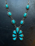 Kingman Turquoise Naja Necklace | 925 Sterling Silver E616