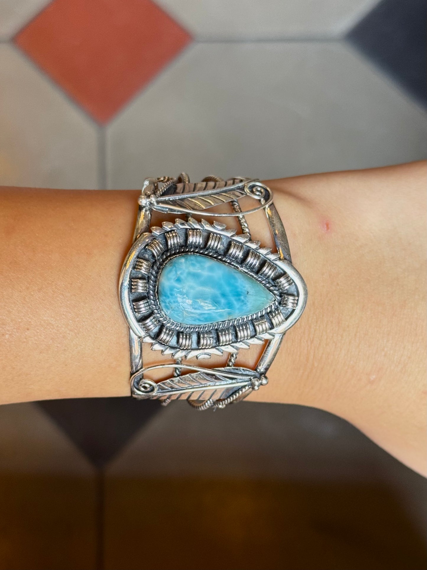 Larimar Teardrop Cuff | Sterling Silver | A862