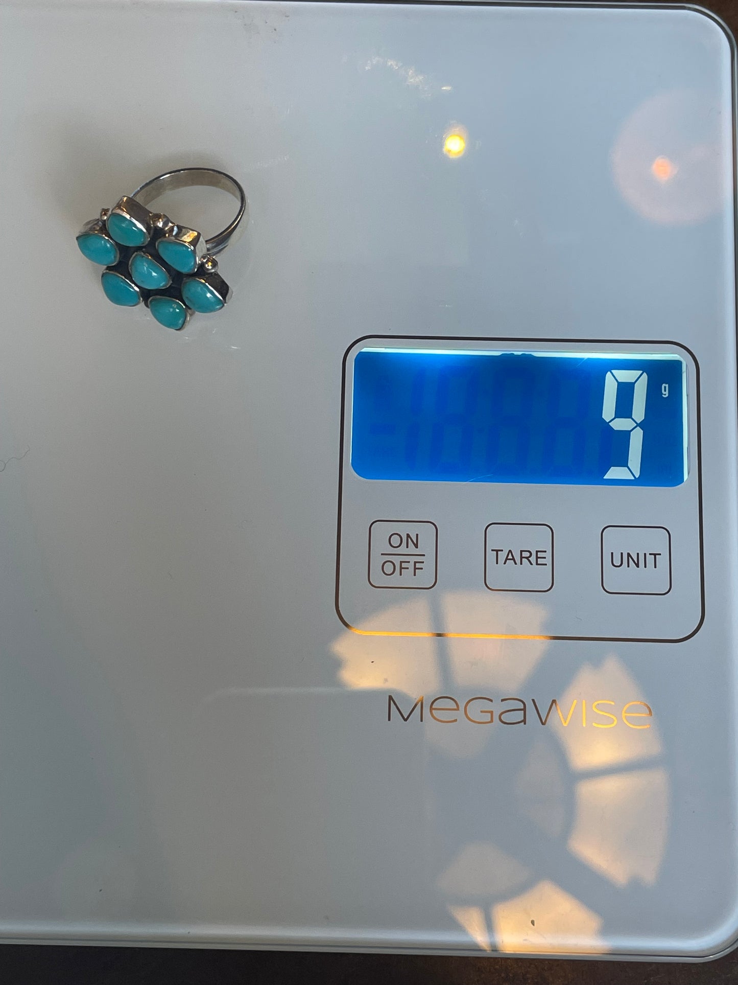 Turquoise Flower Ring Size 9 | 925 Sterling Silver C553