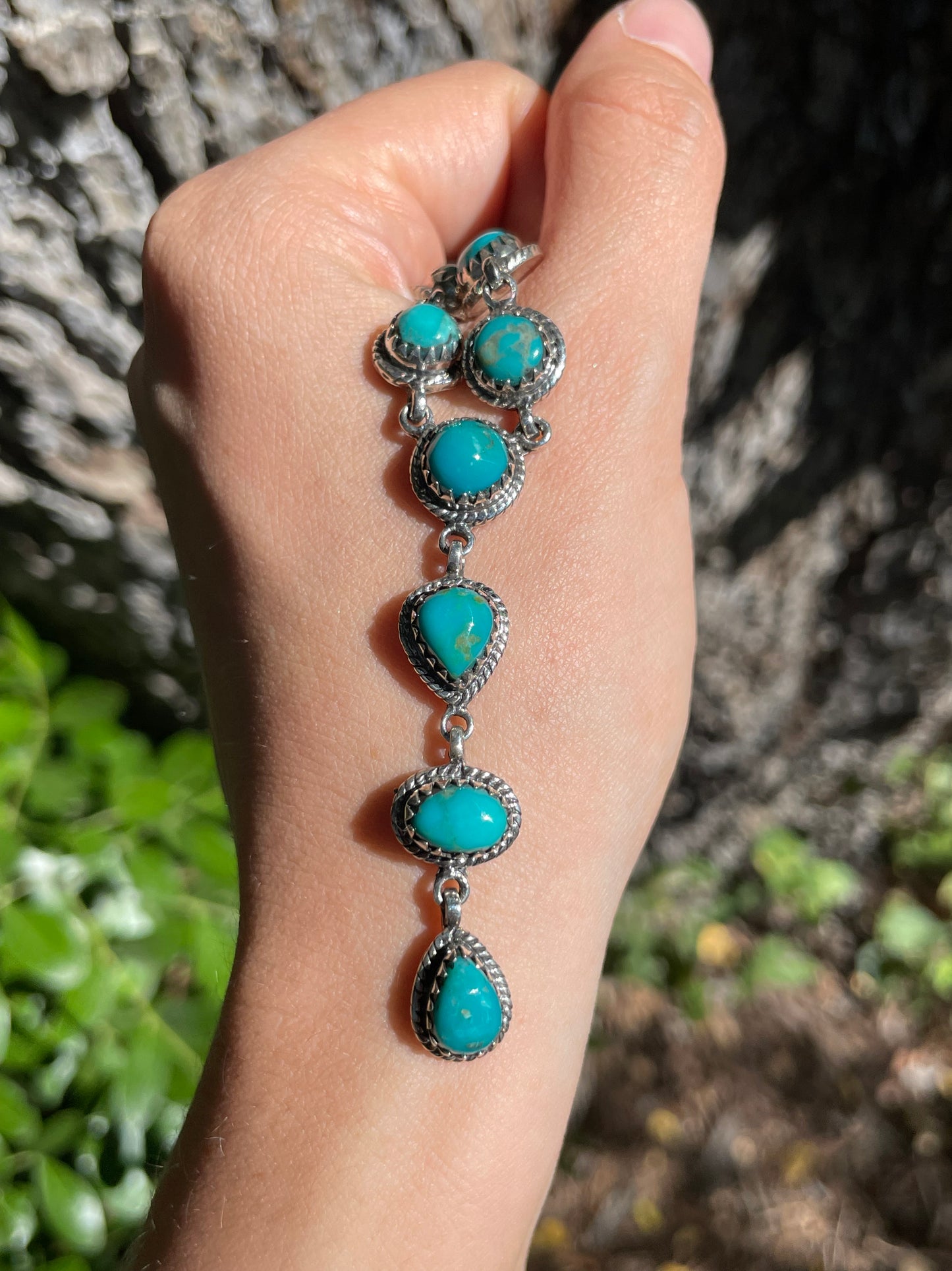 Turquoise Lariat Necklace | Sterling Silver 925 B422
