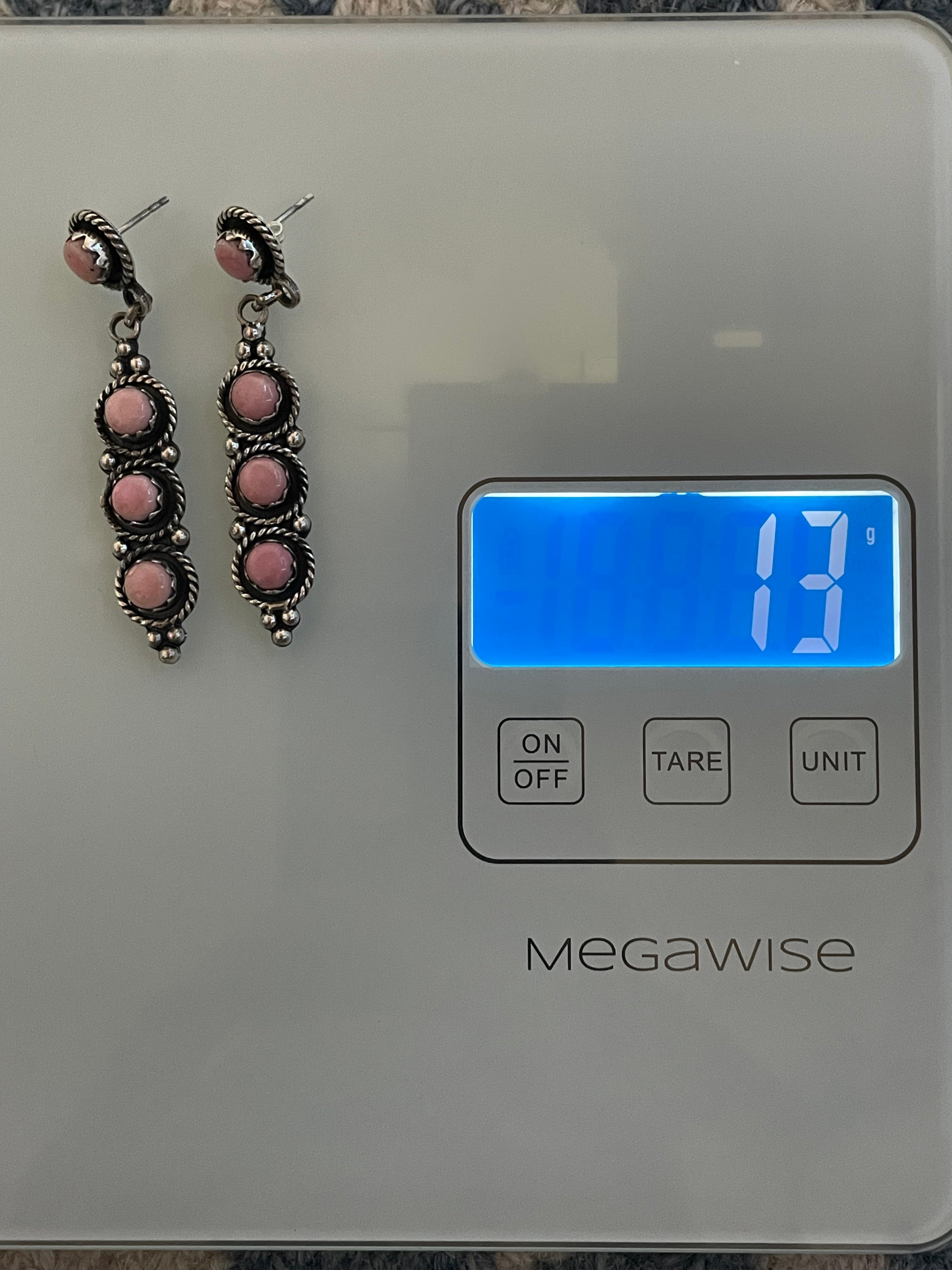 Pink Conch Drop Stud Earrings | 925 Sterling Silver C970