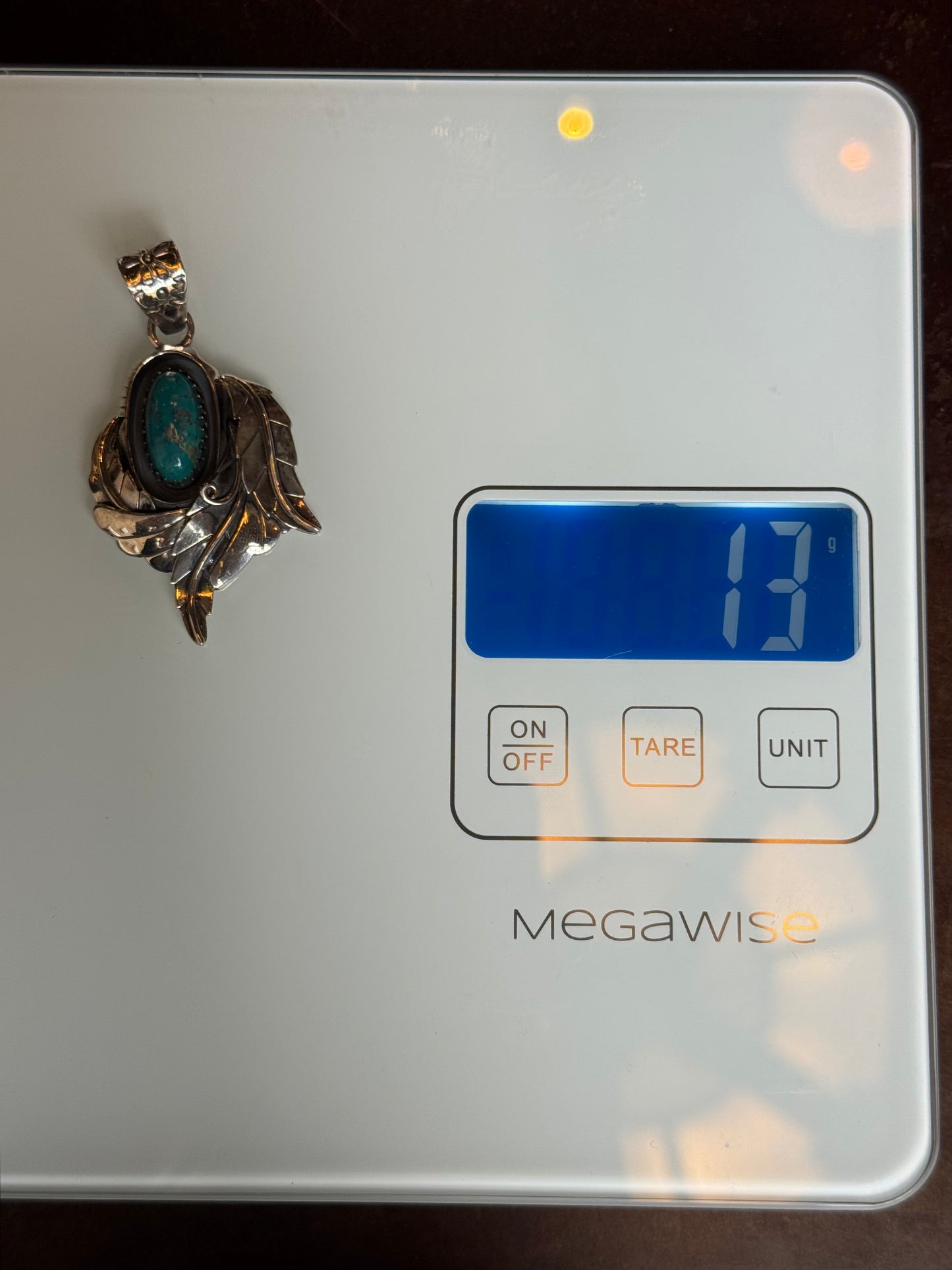 Turquoise Feather Pendant | Sterling Silver 925 C384