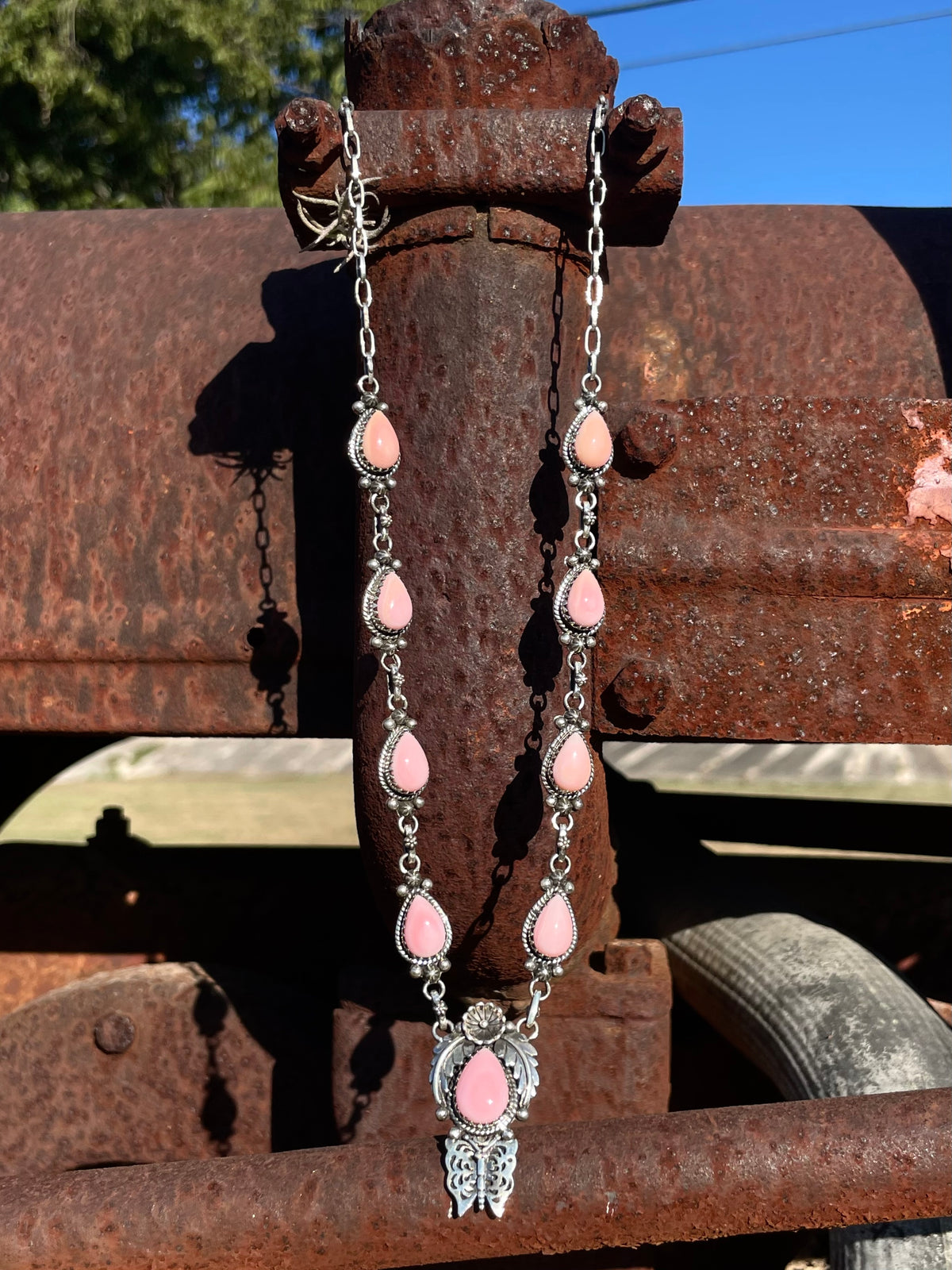 Pink Conch Floral Necklace | 925 Sterling Silver E337