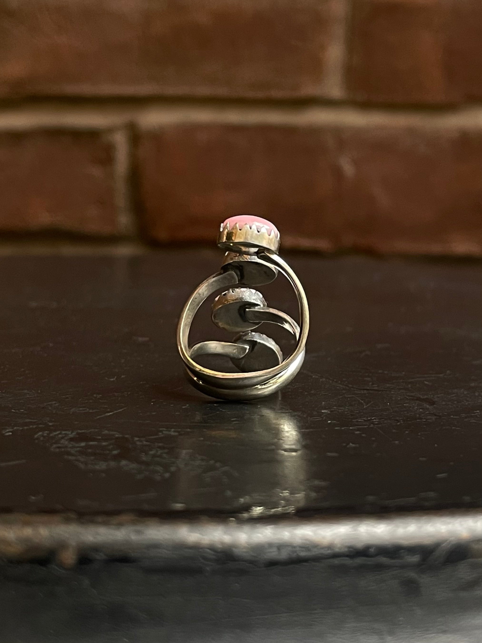 Pink Conch Bypass Ring Size 7 | 925 Sterling Silver G151