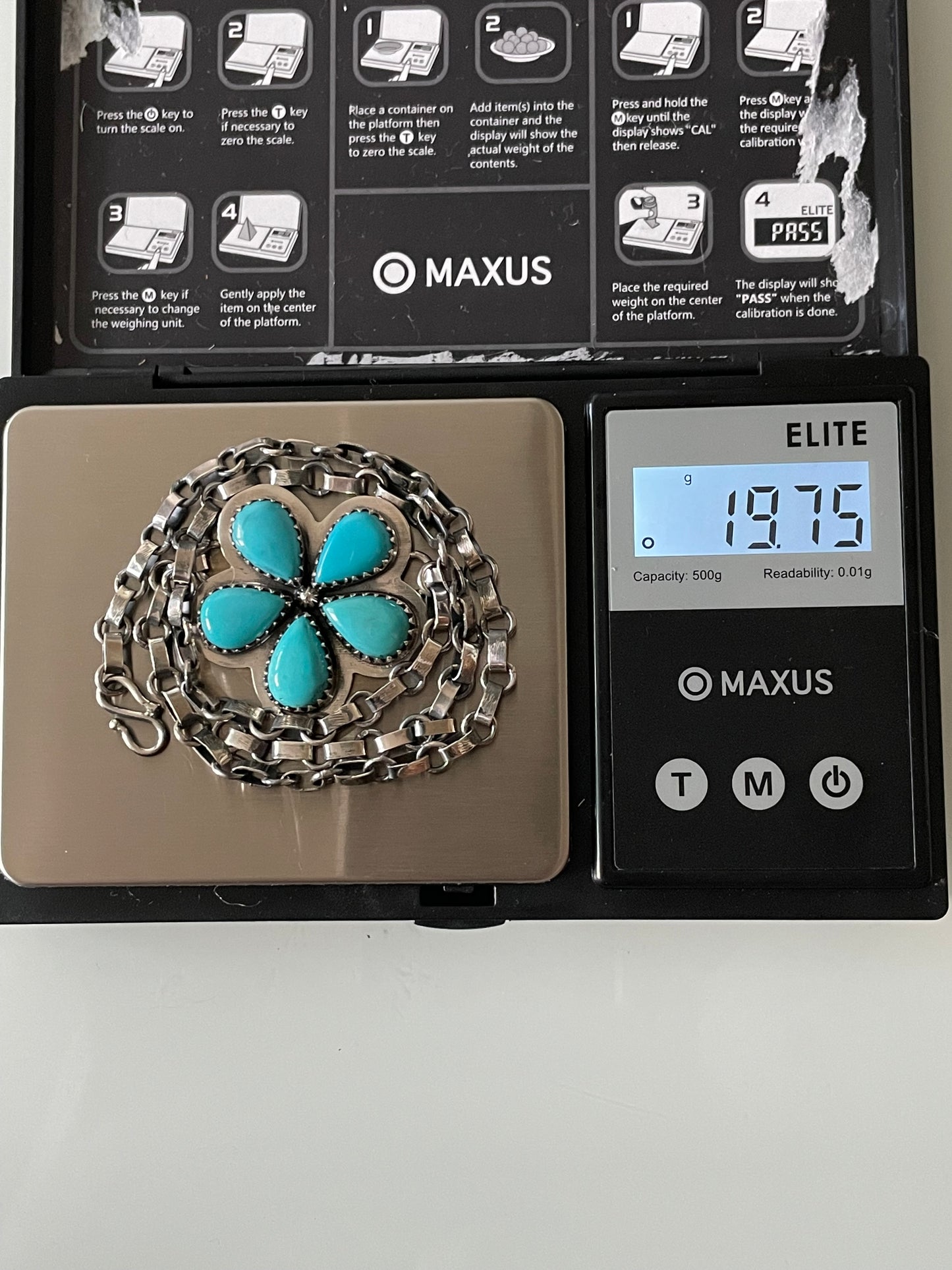 Kingman Turquoise Flower Necklace | 925 Sterling Silver E606