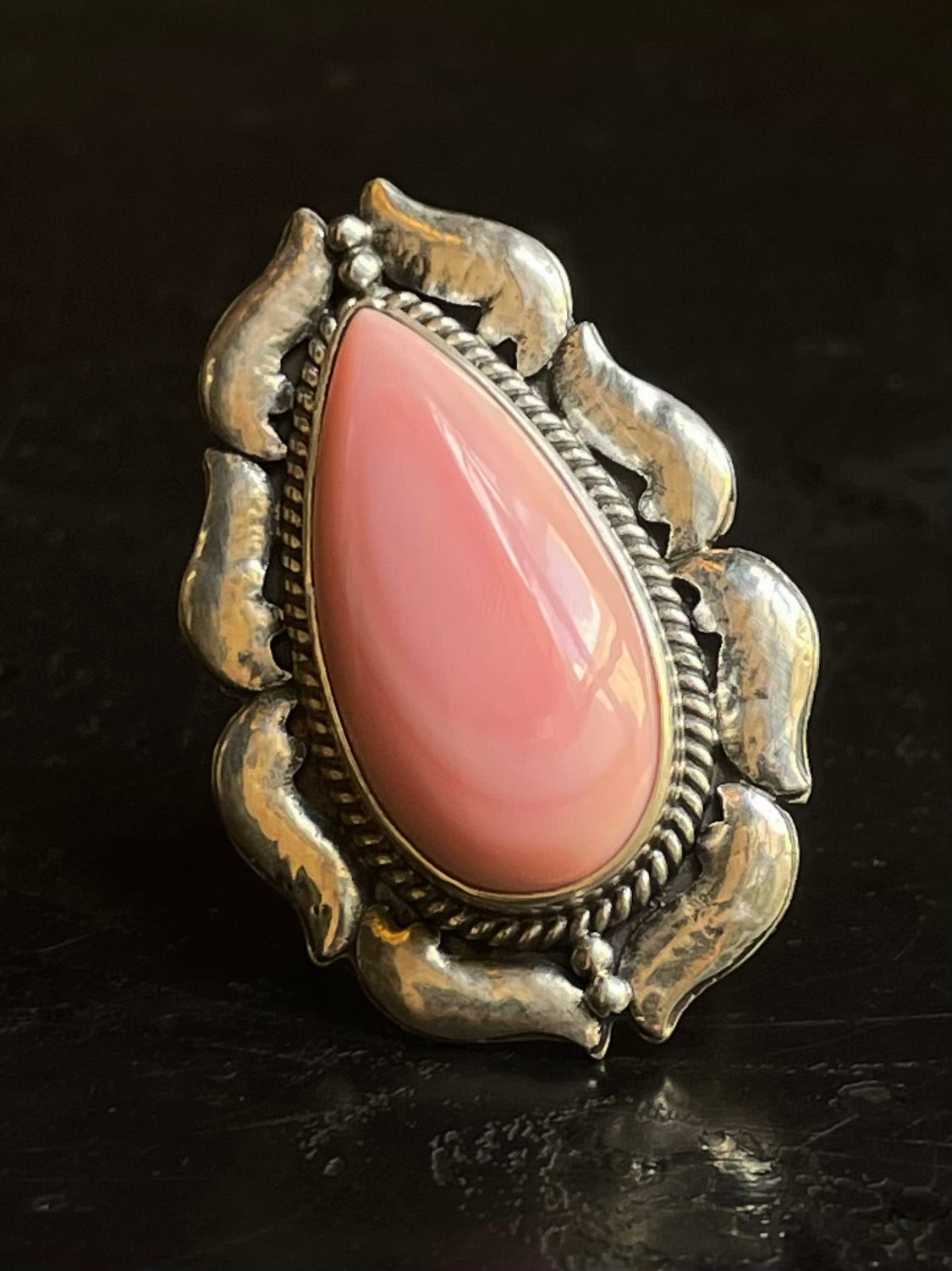 Pink Conch Tear Drop Ring Size 6.25 | 925 Sterling Silver G103