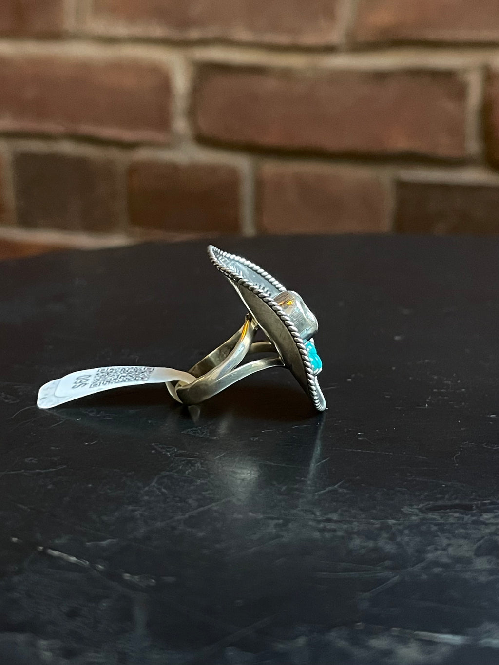 Kingman Turquoise Cowboy Hat Ring | Sterling Silver | Size 7 | A259