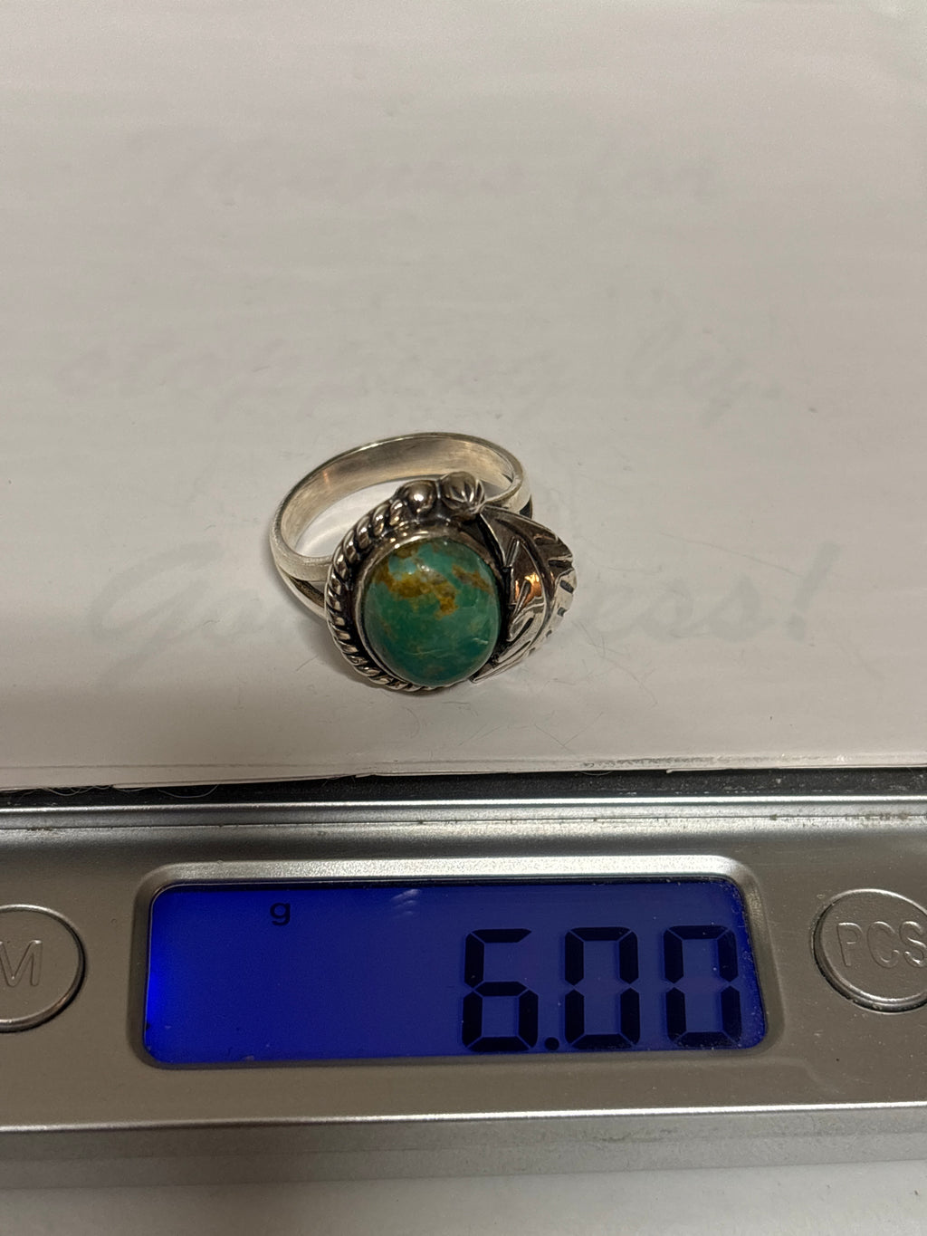 Turquoise Feather Ring Size 7 | 925 Sterling Silver C948