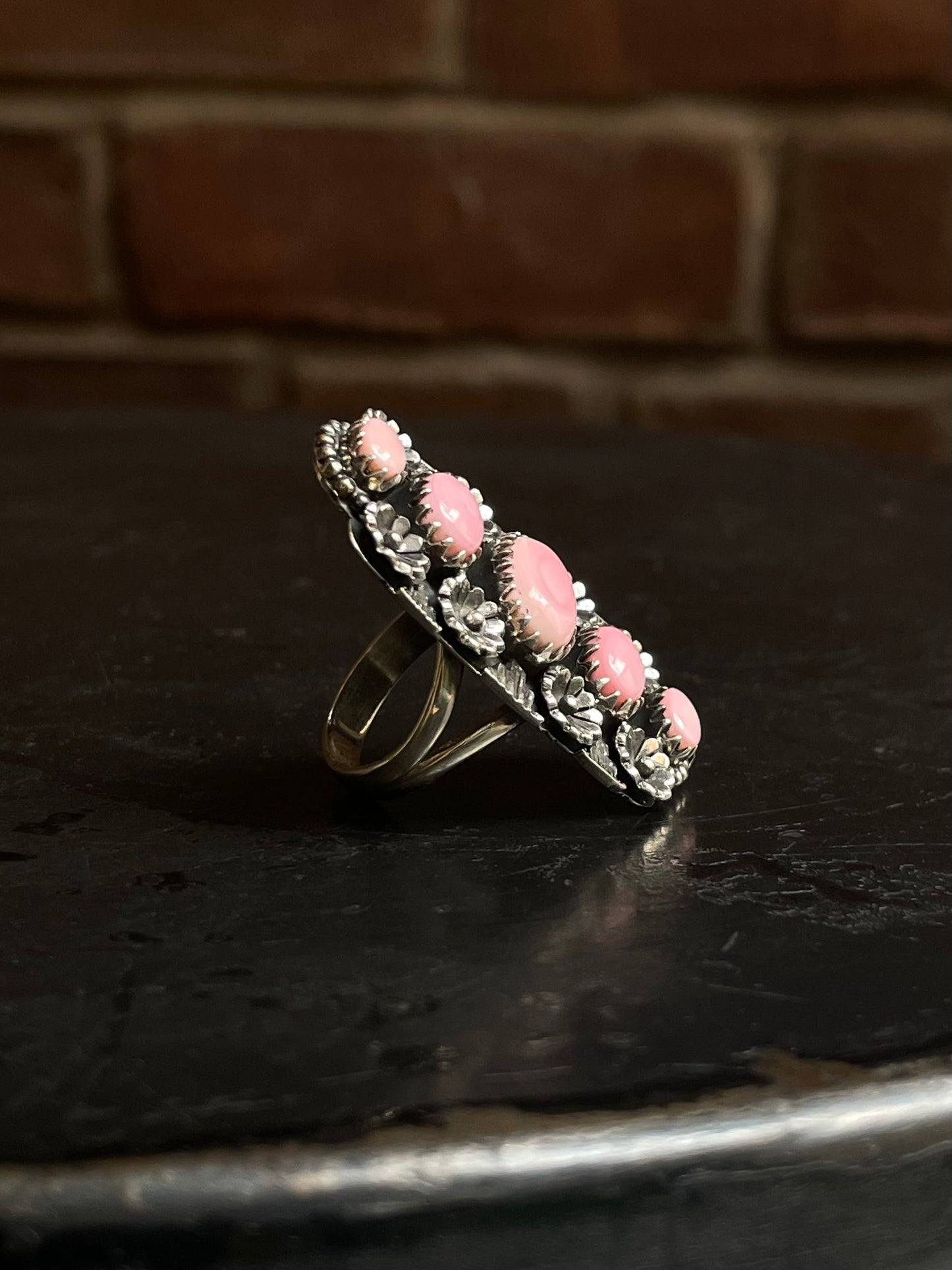 Pink Conch Floral Ring Size 6 | 925 Sterling Silver G104