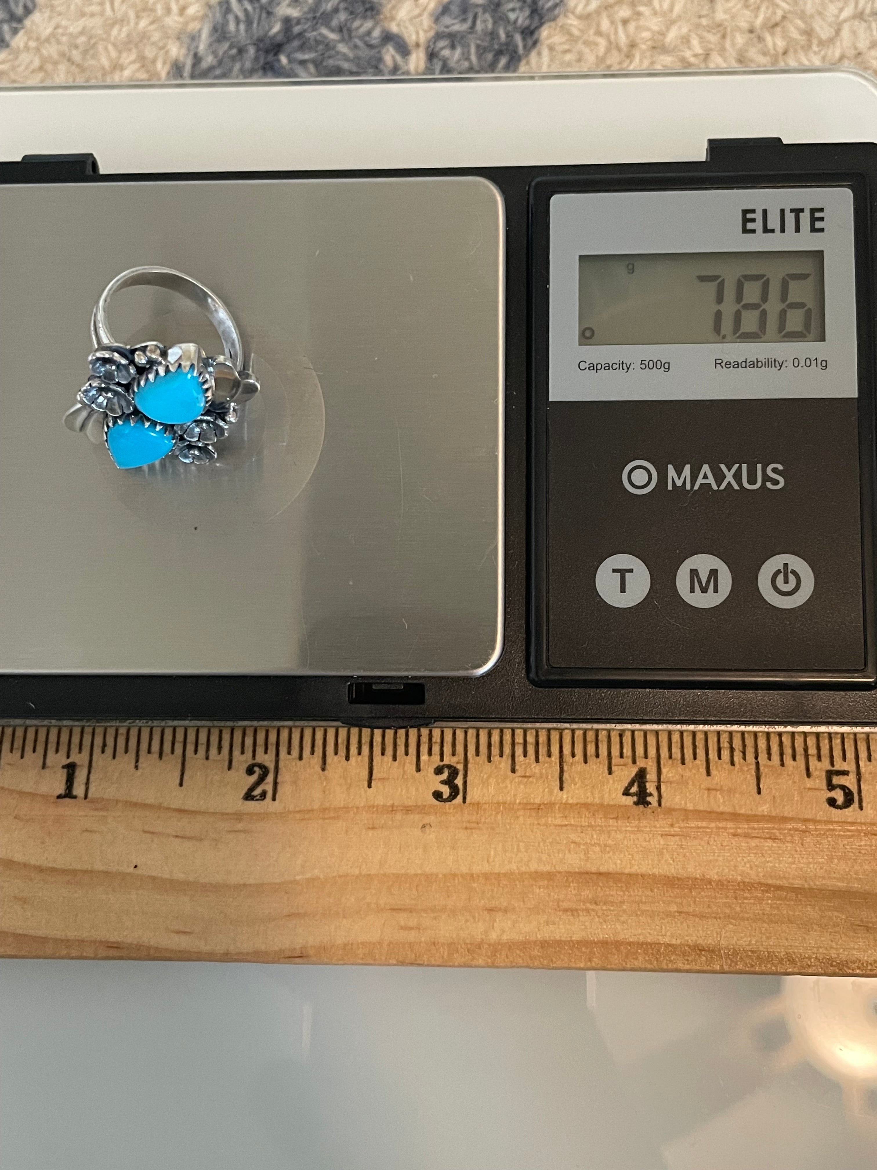 Kingman Turquoise Floral Ring Size 6 | 925 Sterling Silver G579