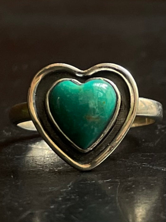 Turquoise Heart Ring Size 8.5 | 925 Sterling Silver G294