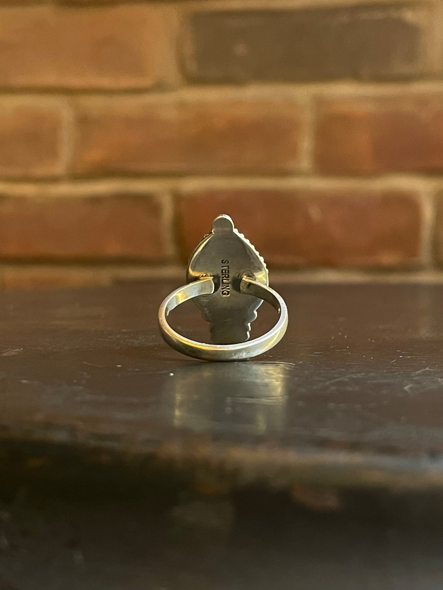 Pink Conch Tear Drop Ring Size 8 | Sterling Silver E915