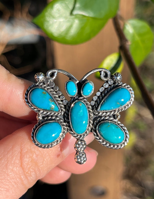 Kingman Turquoise Butterfly Ring | 925 Sterling Silver | Size 6 B908