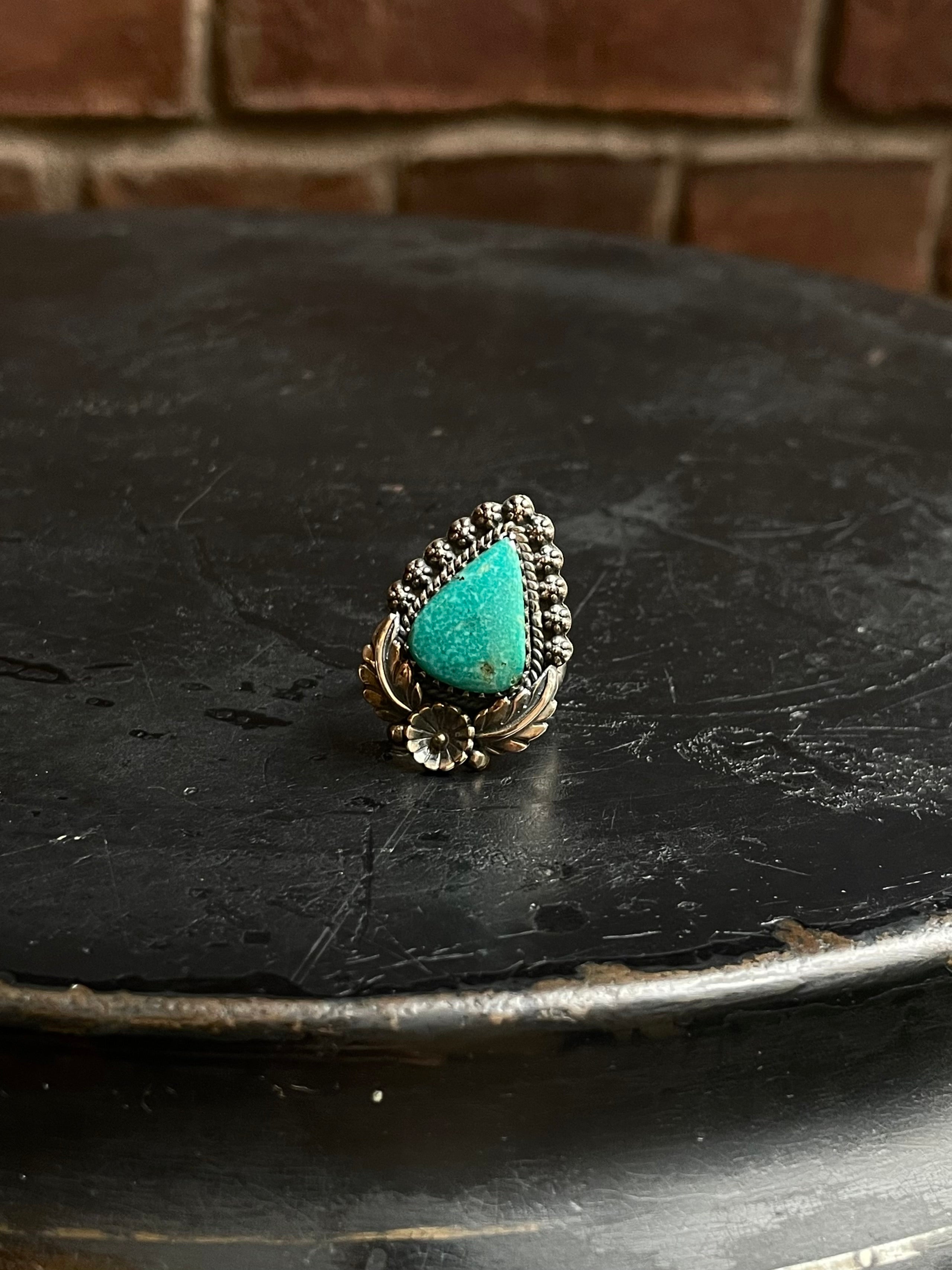 Turquoise Teardrop Ring Size 6 | 925 Sterling Silver C932