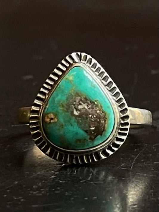 Turquoise Tear Drop Ring Size 8 | 925 Sterling Silver G278