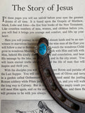 Turquoise Oval Stamped Ring | 925 Sterling Silver Size 7 G817