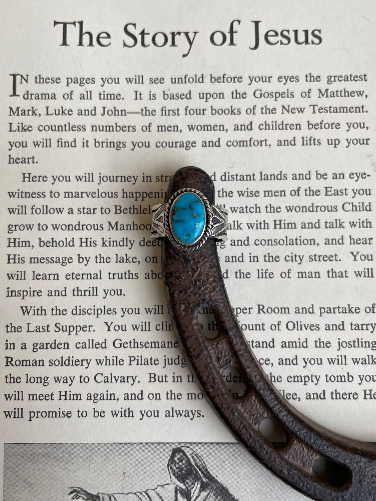 Turquoise Oval Stamped Ring | 925 Sterling Silver Size 7 G817