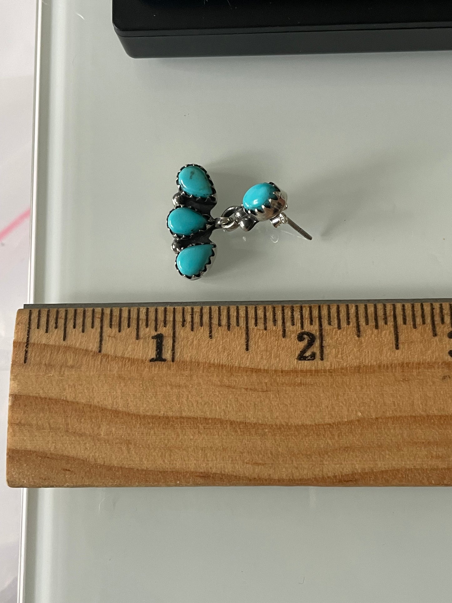Kingman Turquoise Earrings | Teardrop Fan Stud E665