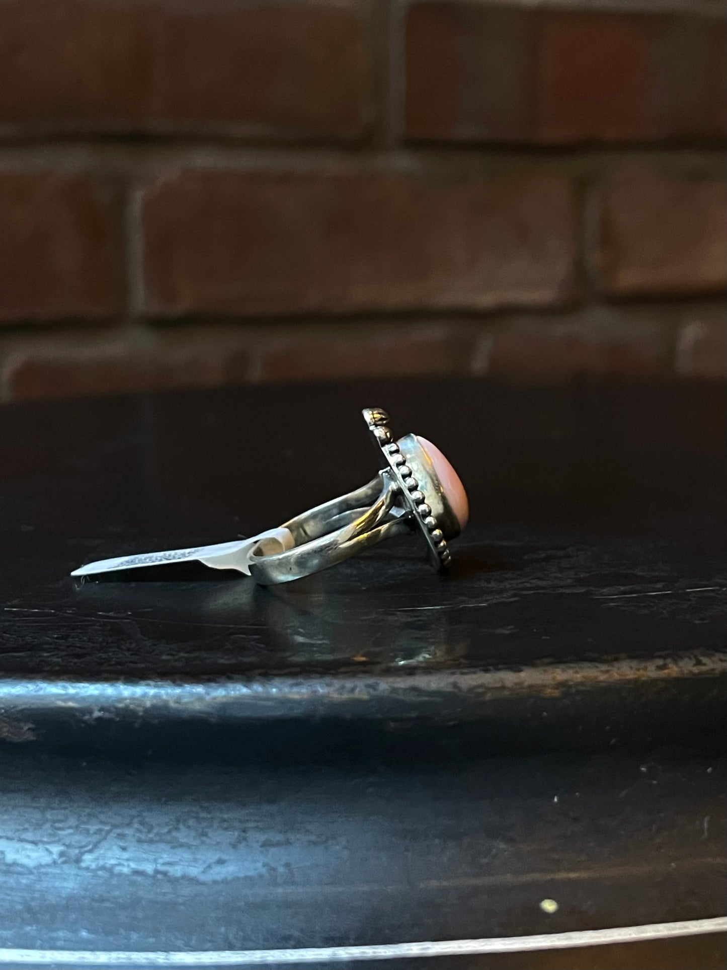 Pink Conch Teardrop Ring | Sterling Silver | Size 5.75 | A765