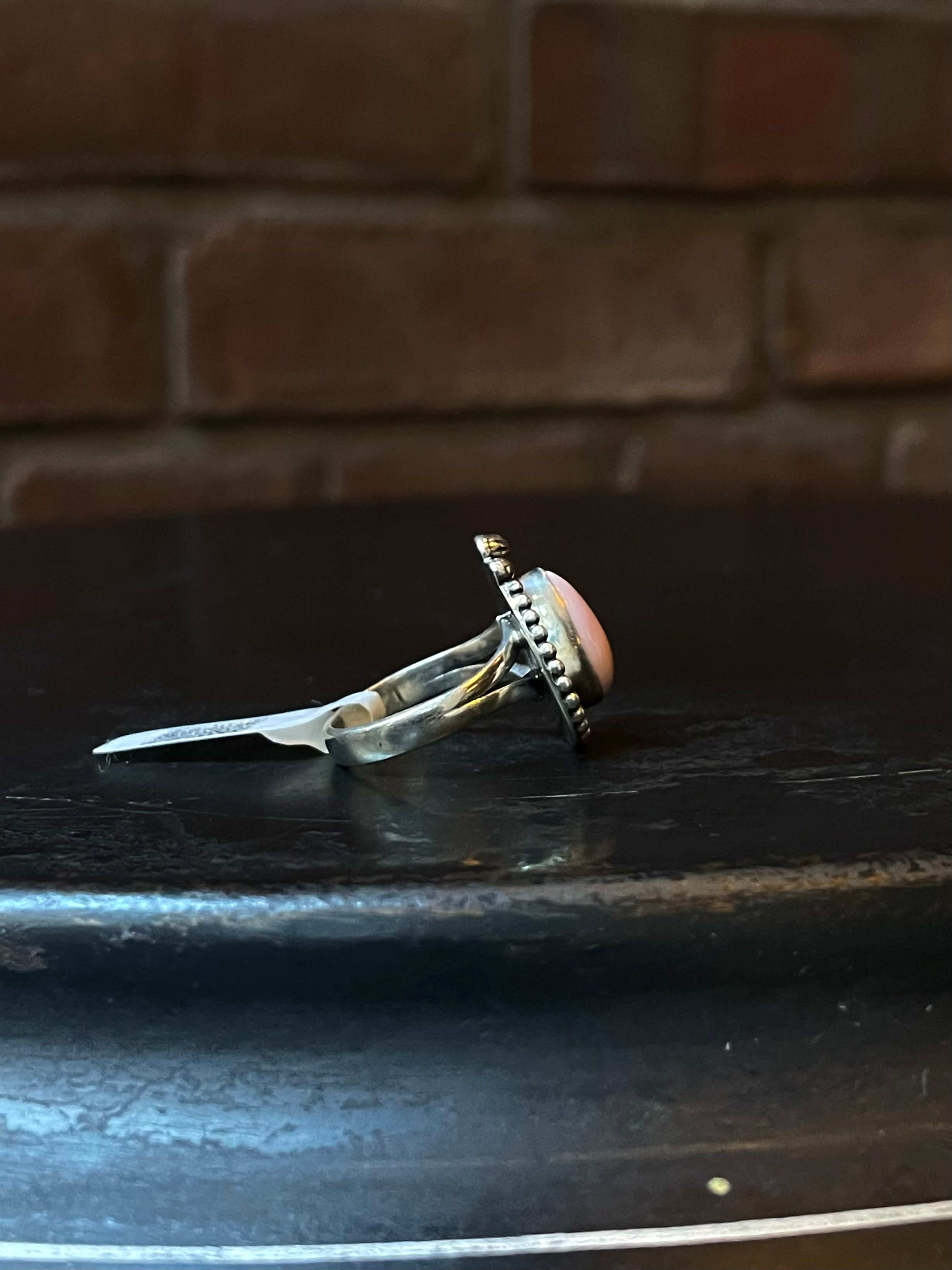Pink Conch Teardrop Ring | Sterling Silver | Size 5.75 | A765