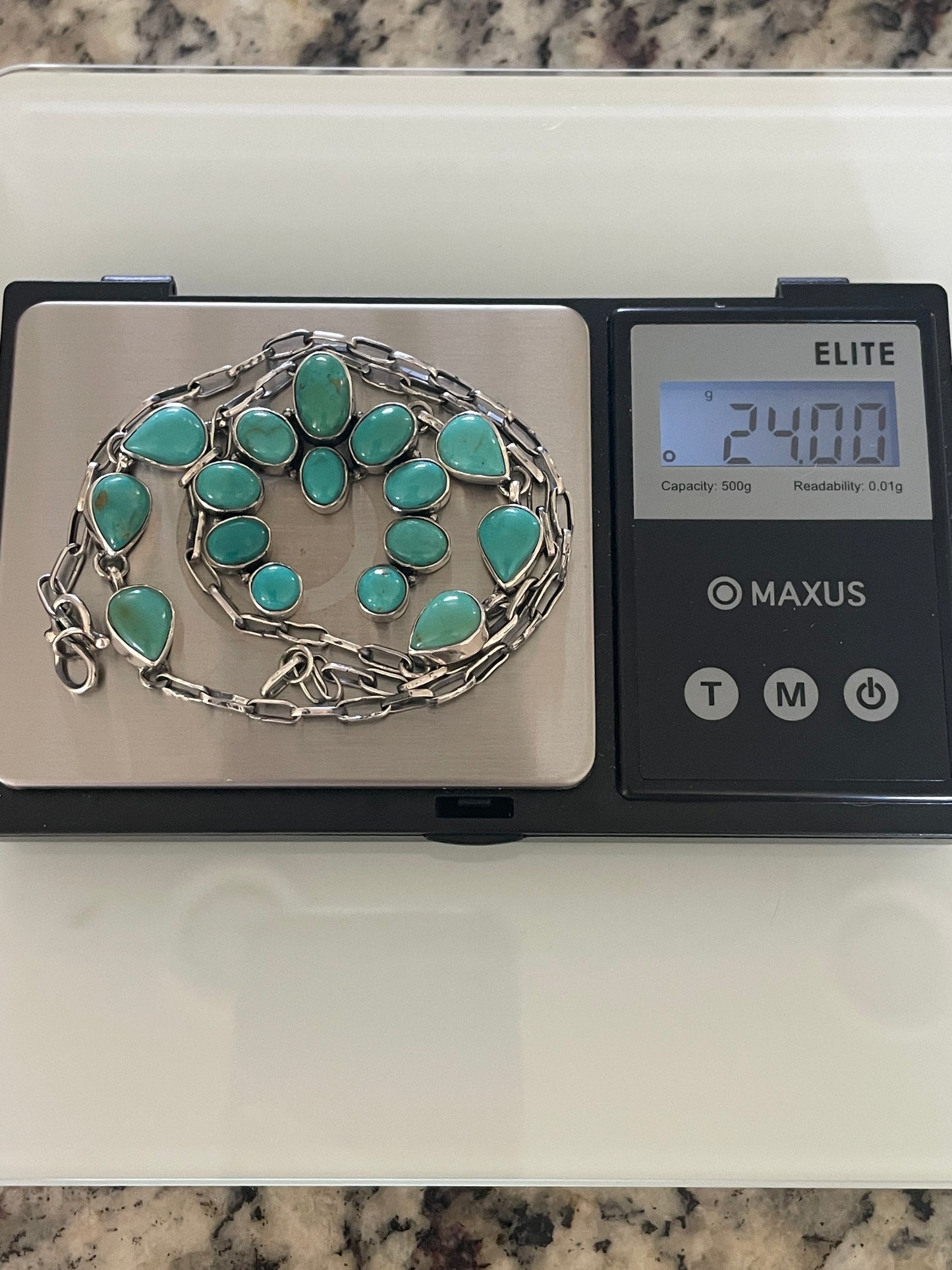 Kingman Turquoise Naja Necklace | Sterling Silver G417