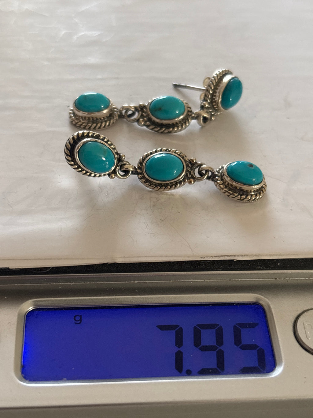 Kingman Turquoise Drop Stud Earrings | 925 Sterling Silver C982