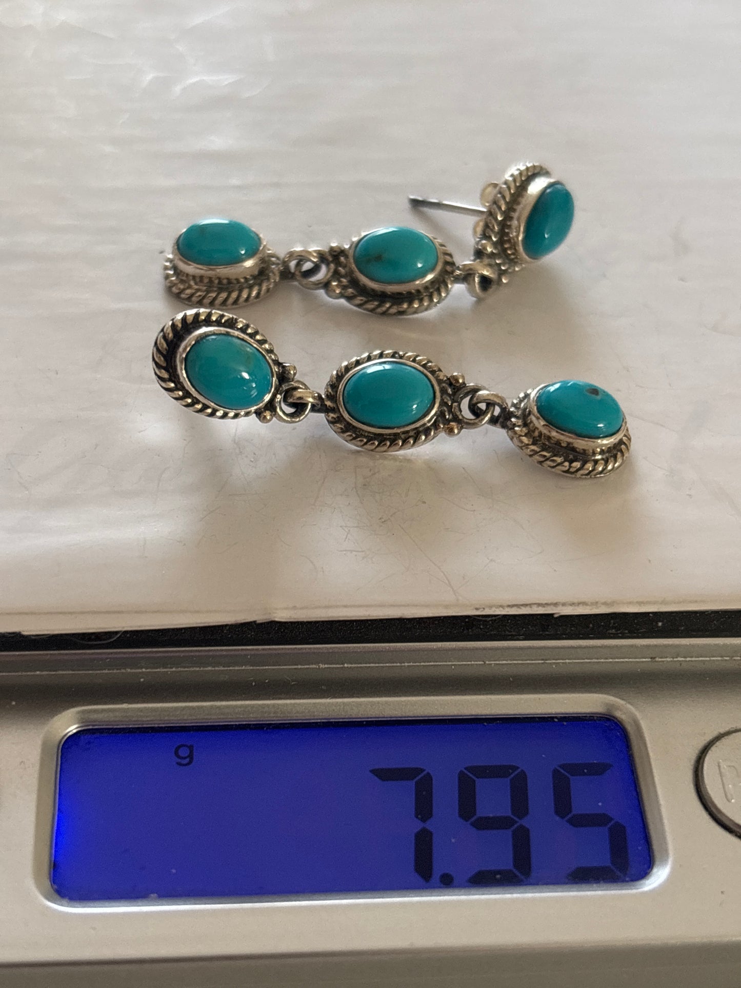 Kingman Turquoise Drop Stud Earrings | 925 Sterling Silver C982