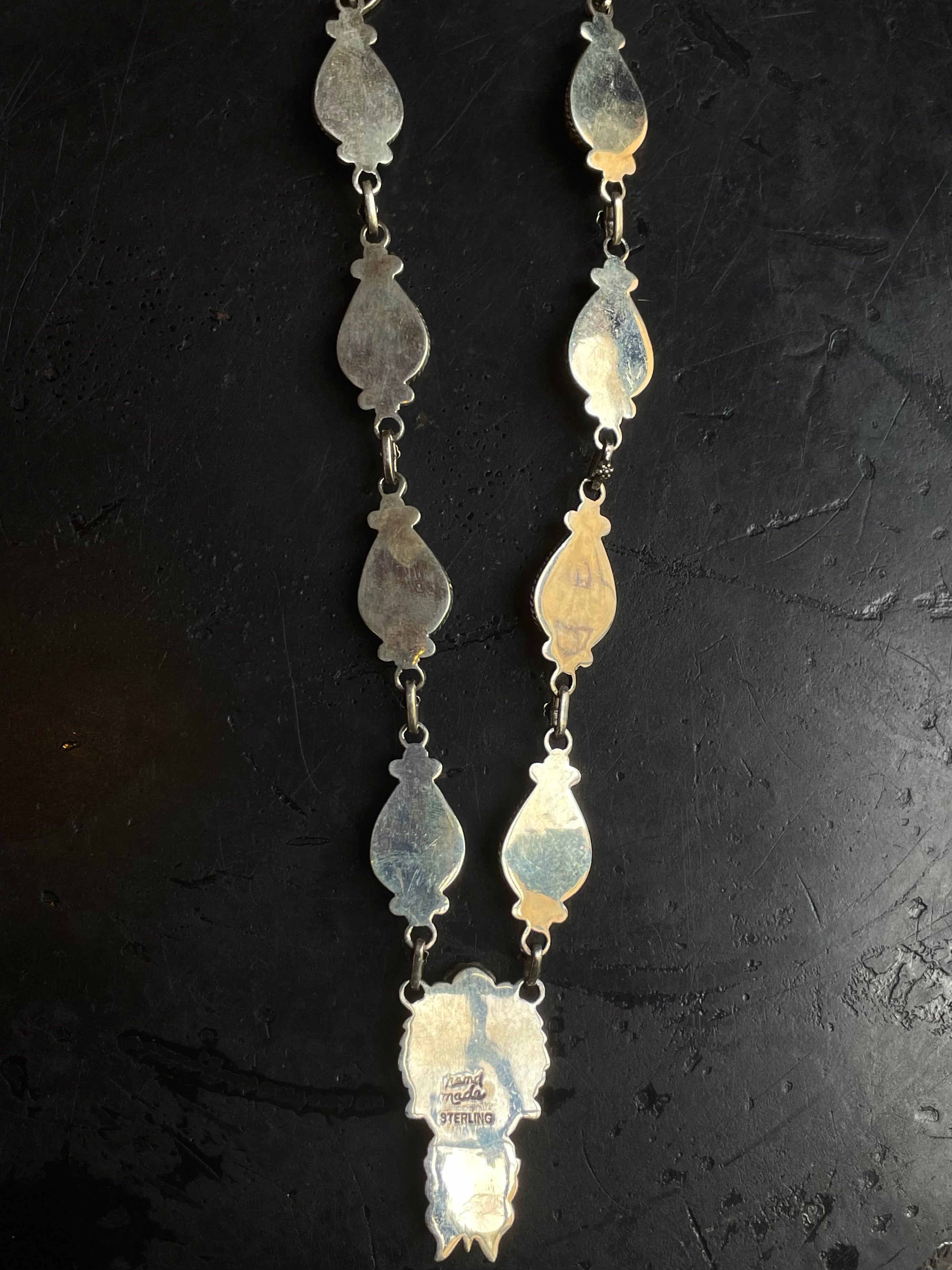 Orange Spiny Oyster Lariat Necklace | Floral Drop with Butterfly | 925 Sterling Silver E595