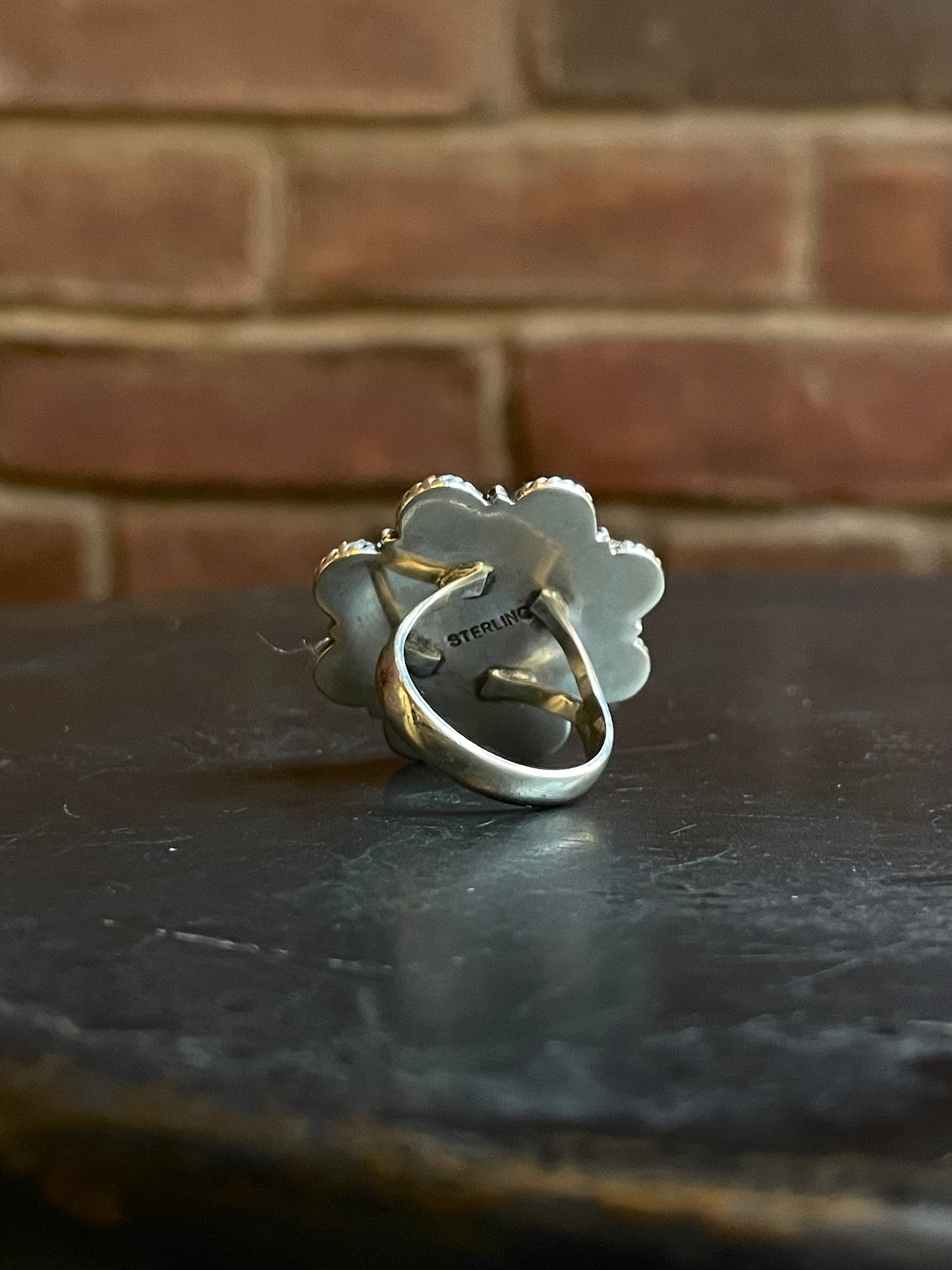 Pink Conch Turquoise Flower Ring Size 7 | Sterling Silver E860