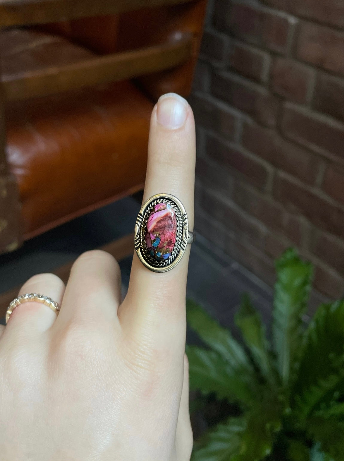 Pink Dahlia Stone Ring Size 9 | 925 Sterling Silver E462
