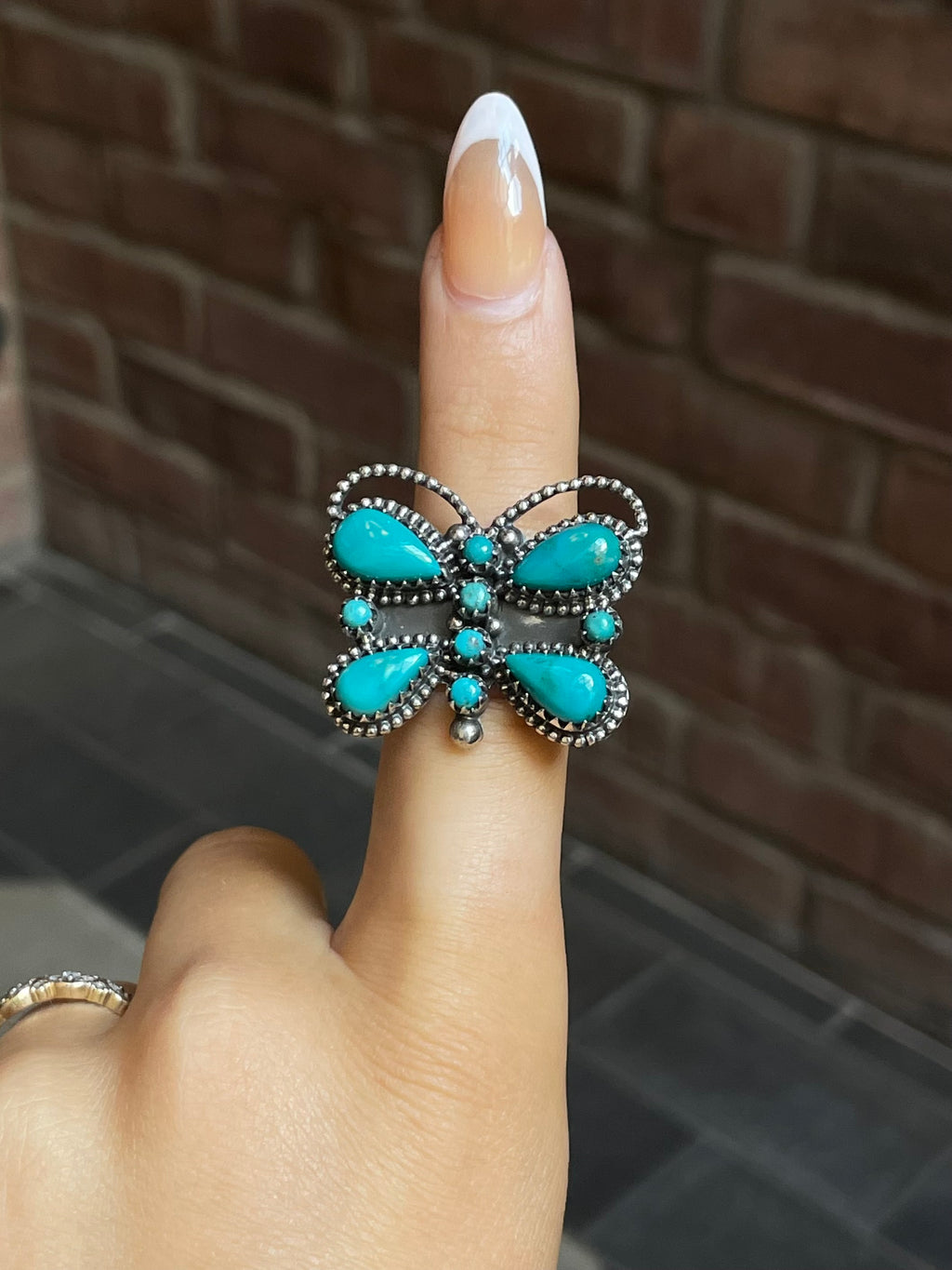 Turquoise Butterfly Ring Size 9 | Sterling Silver E952