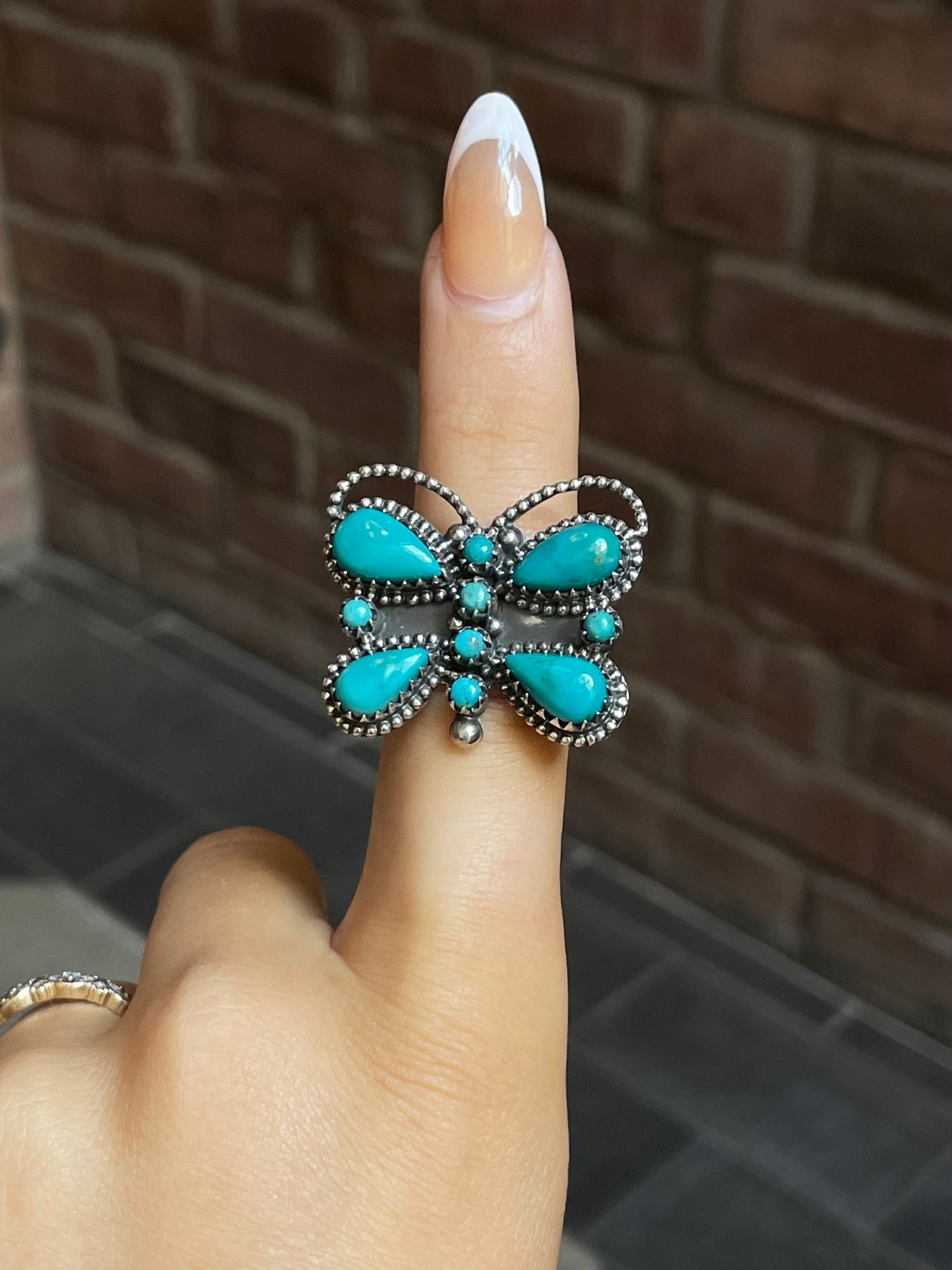 Turquoise Butterfly Ring Size 9 | Sterling Silver E952