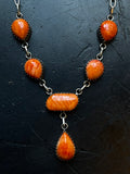 Orange Spiny Oyster Drop Necklace | 925 Sterling Silver E601