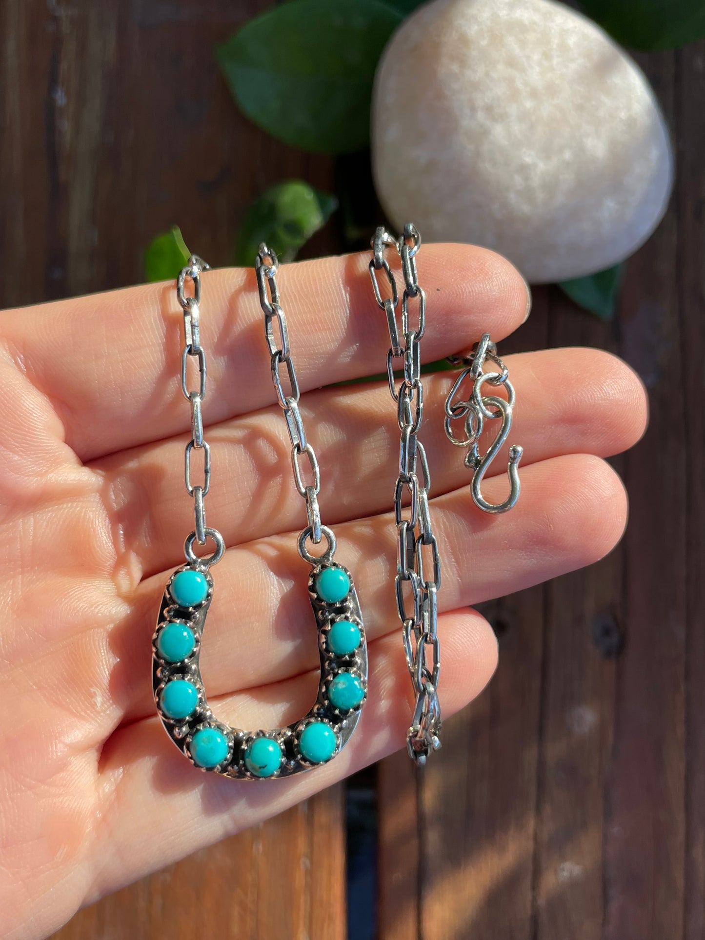 Kingman Turquoise Horseshoe Necklace | Sterling Silver 925 | B904