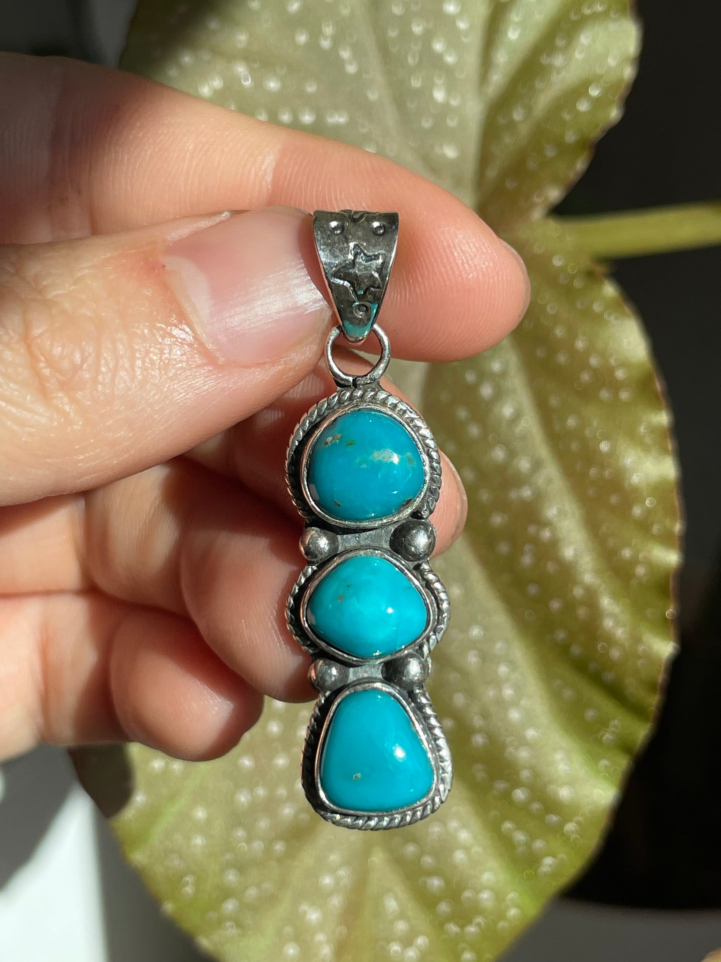 Turquoise 3 Stone Pendant | Sterling Silver 925 B851