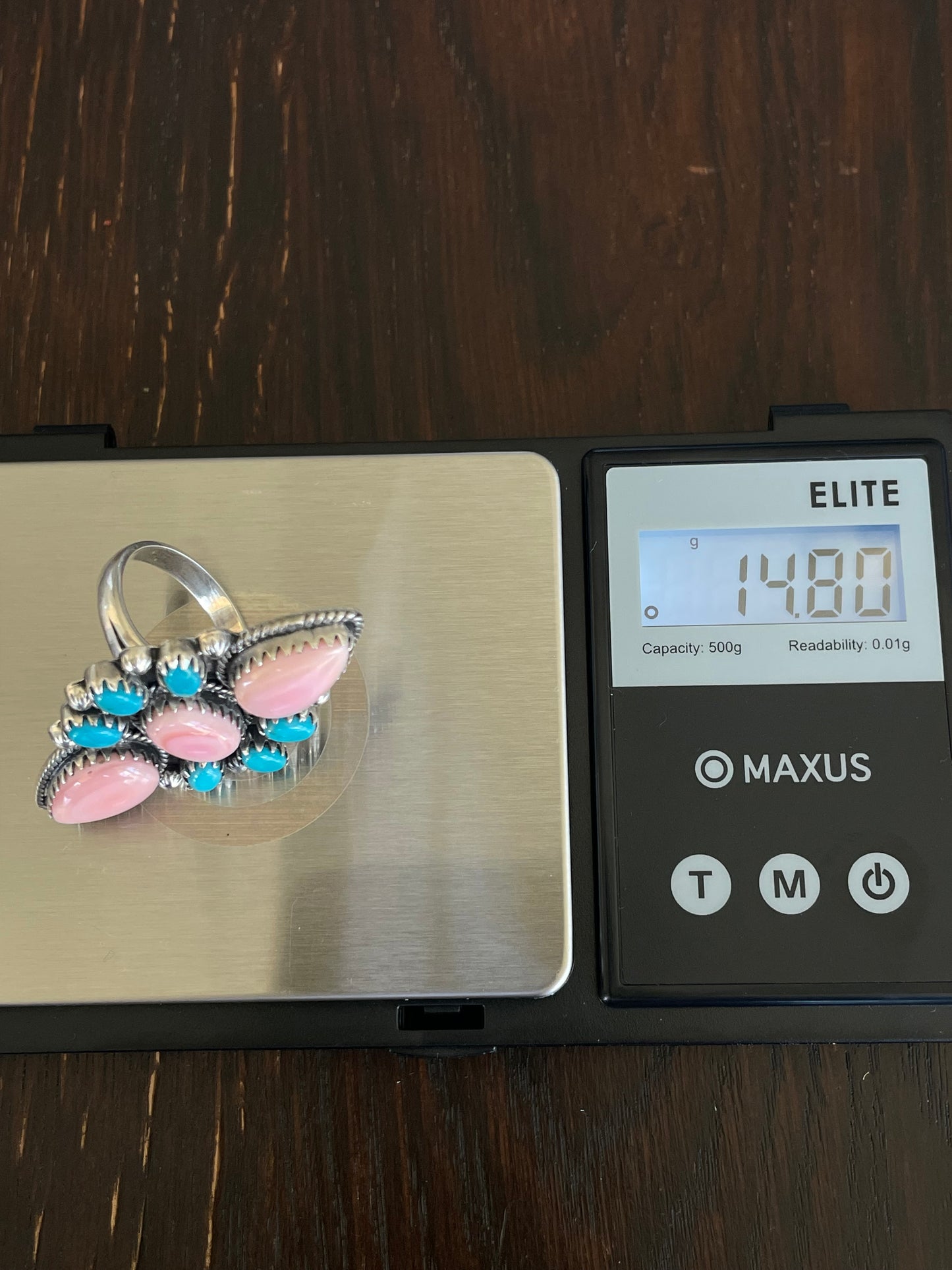 Pink Conch Turquoise Ring Size 8.75 | Sterling Silver E897