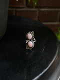 Pink Conch Squash Blossom Double Stone Ring | Sterling Silver 925 Size 7 C728