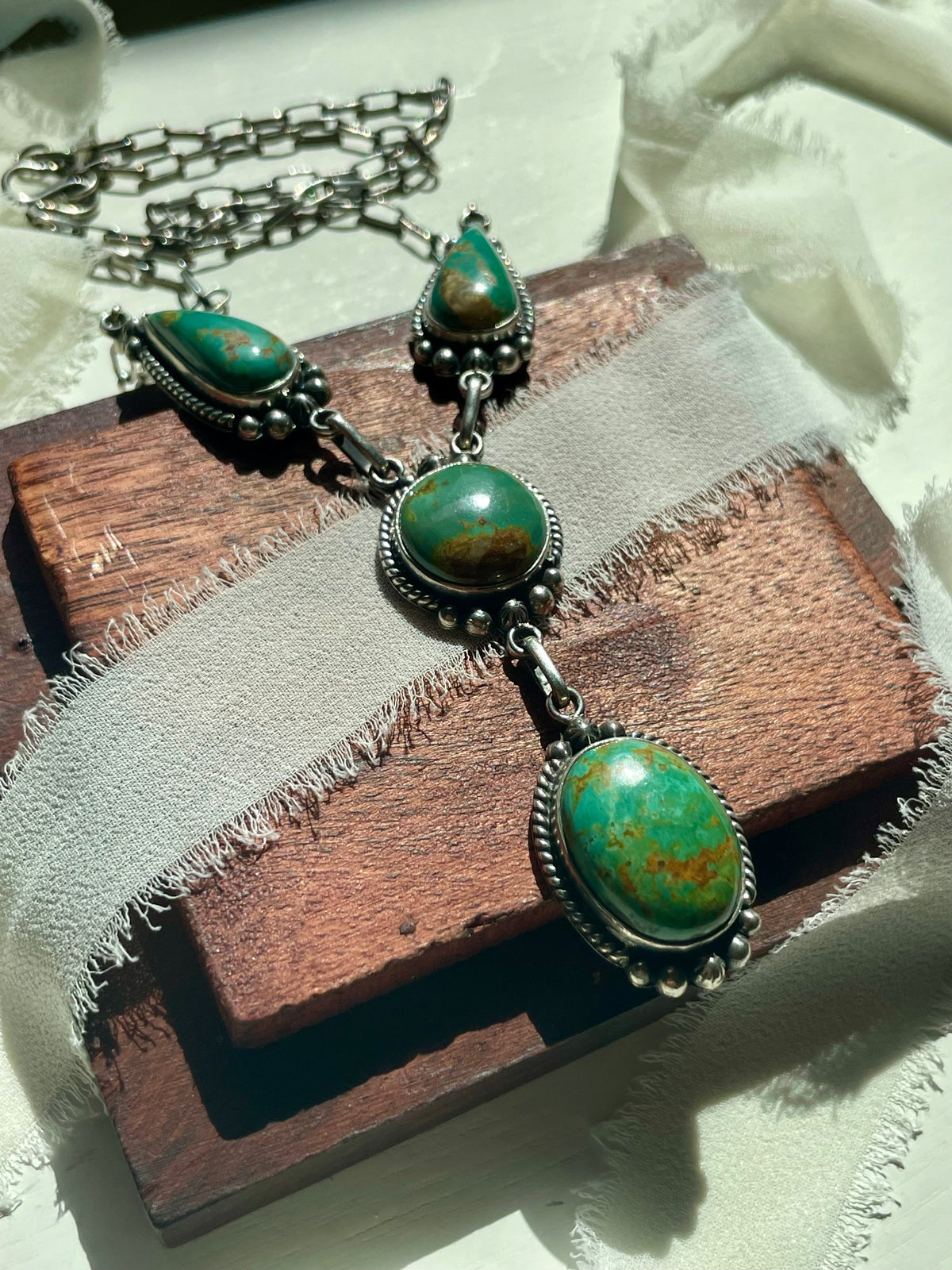 Kingman Turquoise Lariat Necklace | 925 Sterling Silver G608