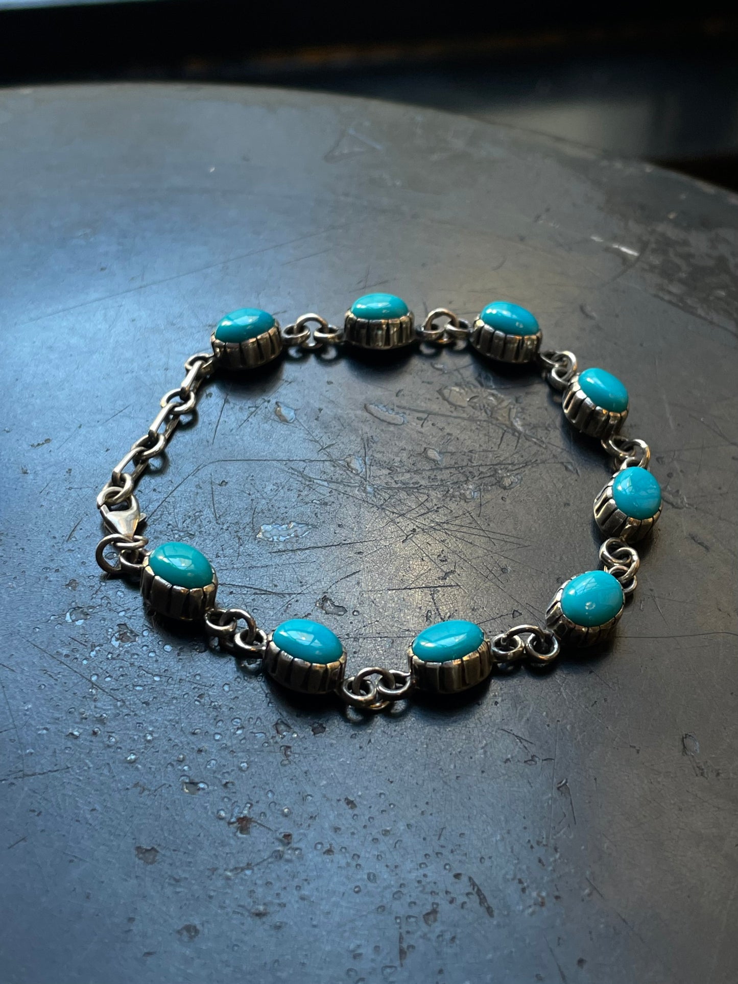 Kingman Turquoise Link Bracelet | Sterling Silver E838