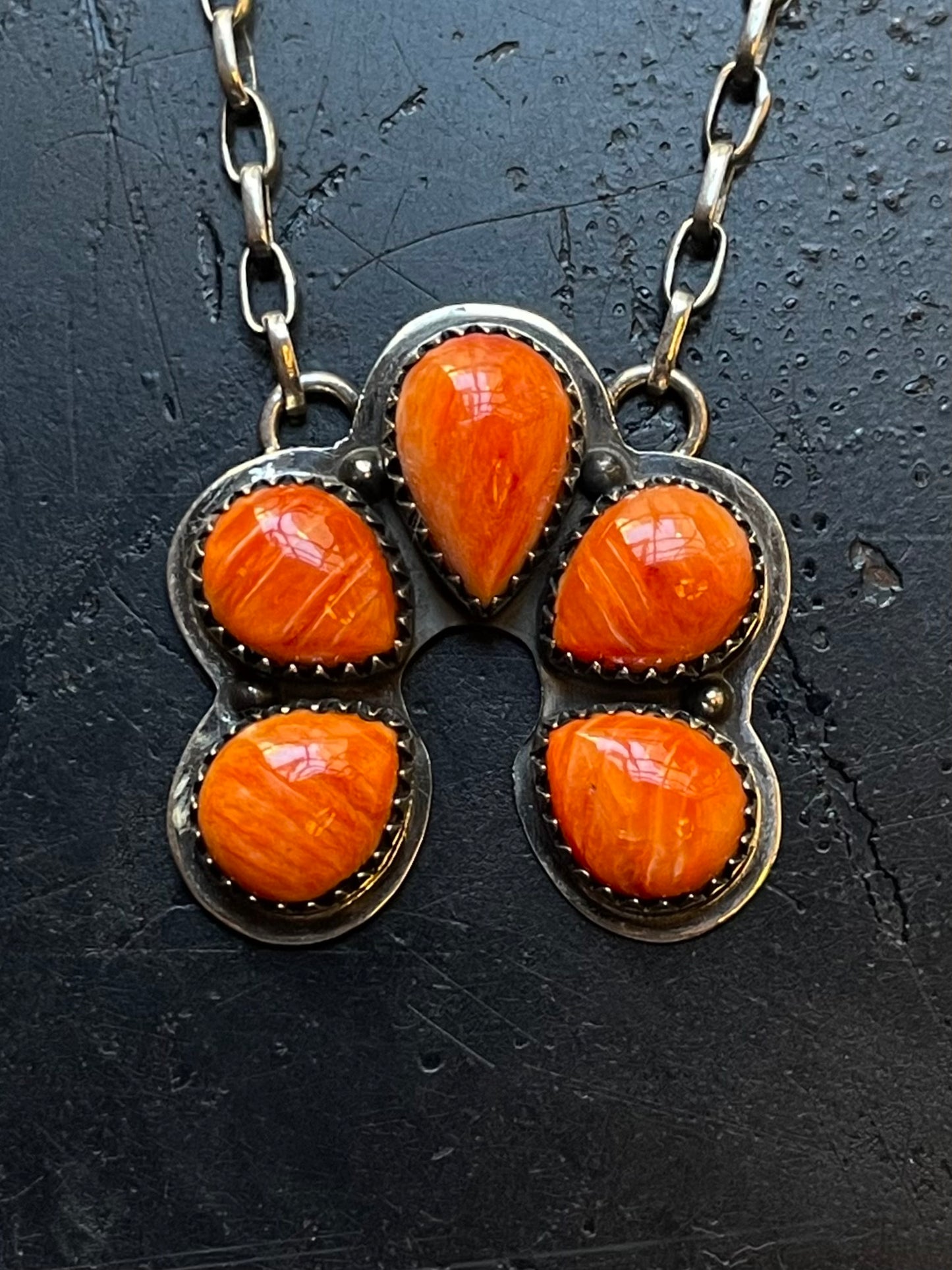 Spiny Oyster Cluster Naja Necklace | Sterling Silver E935