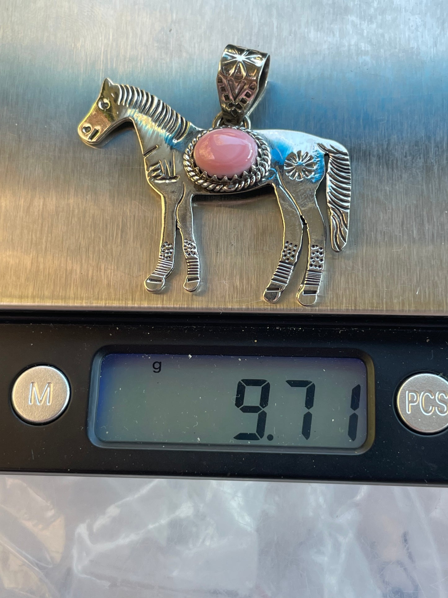 Pink Conch Horse Pendant | Sterling Silver 925 B721