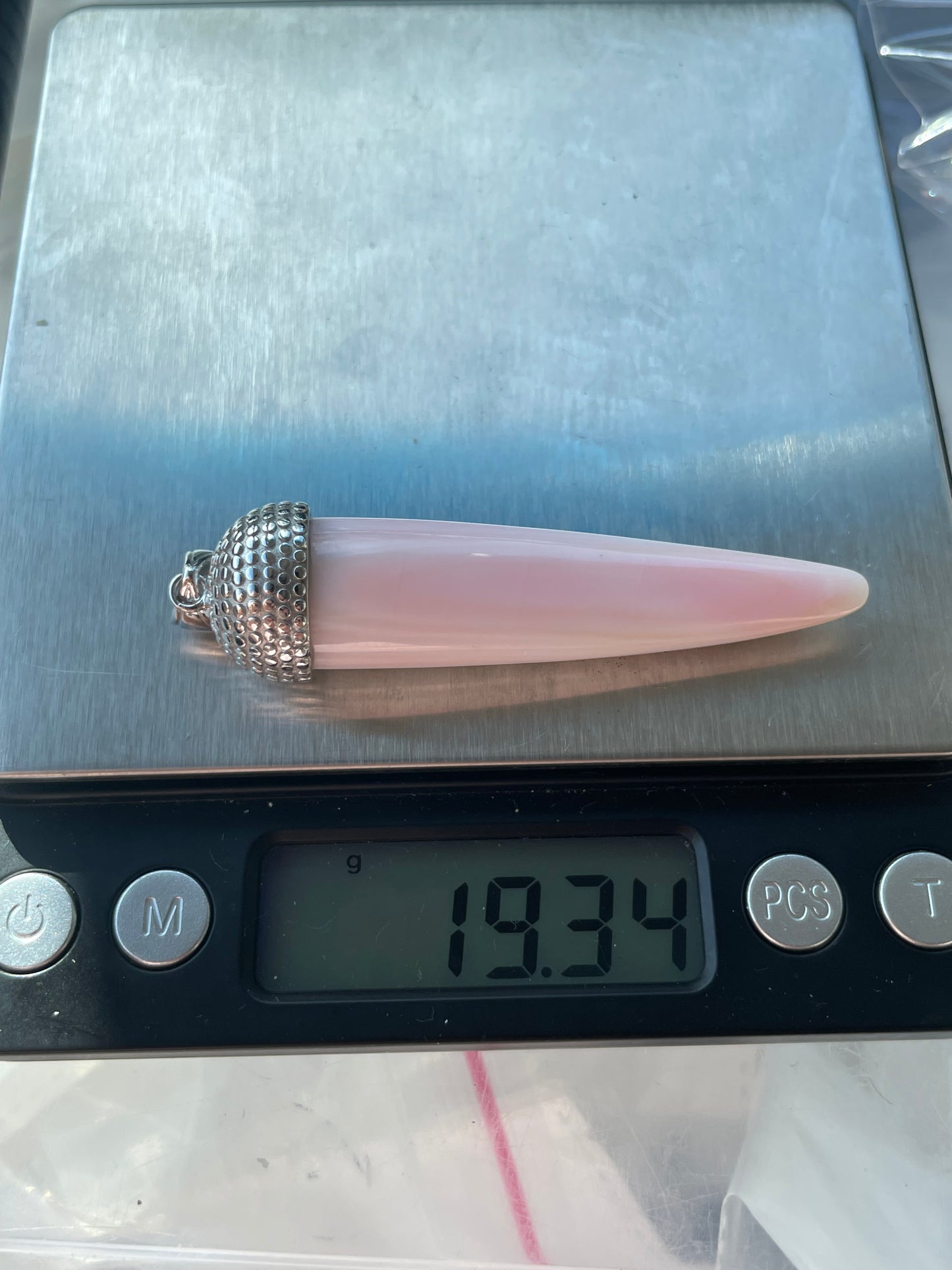Pink Conch Tusk Pendant | 925 Sterling Silver B605