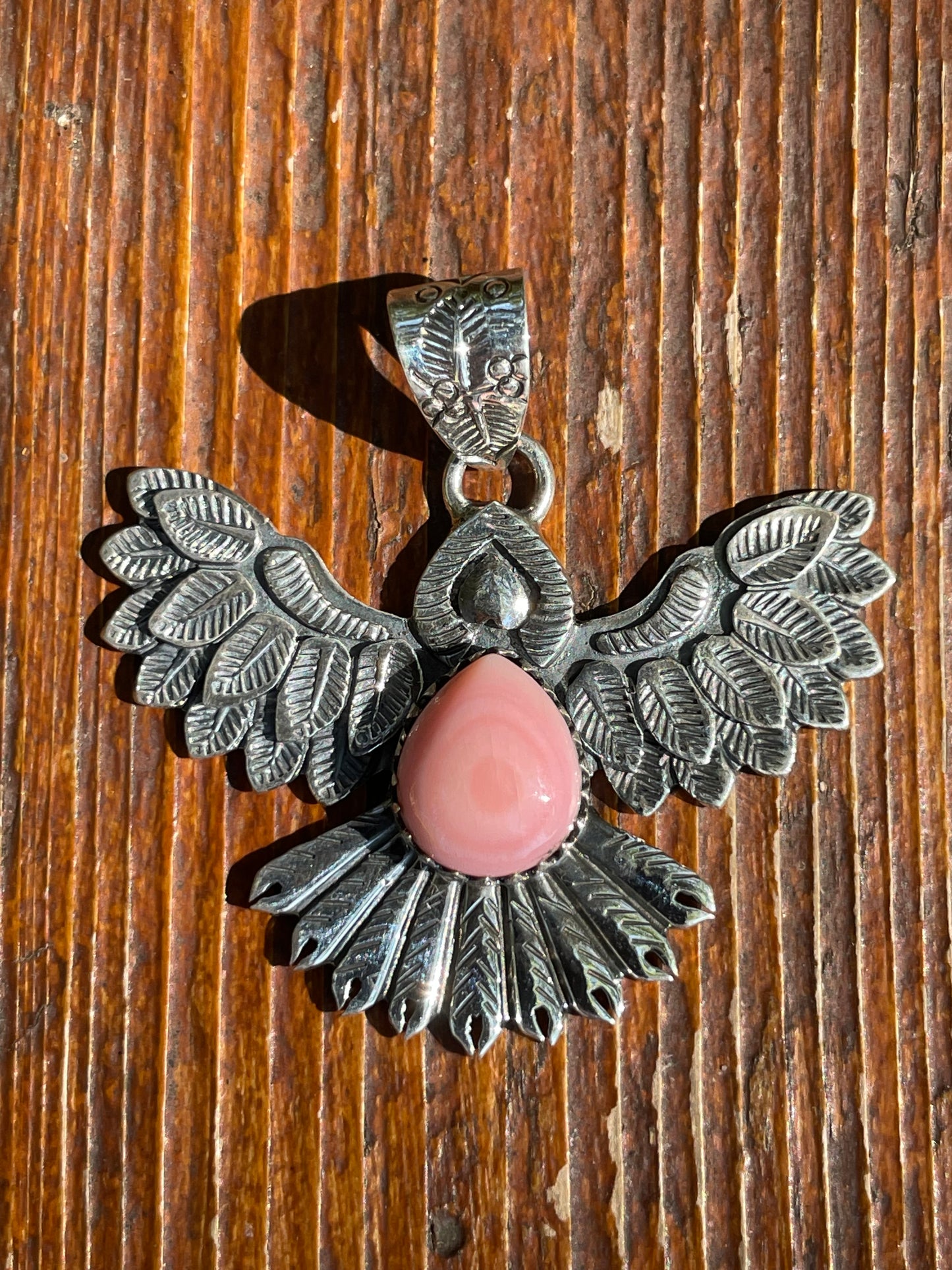 Pink Conch Thunderbird Pendant | Sterling Silver 925 B407