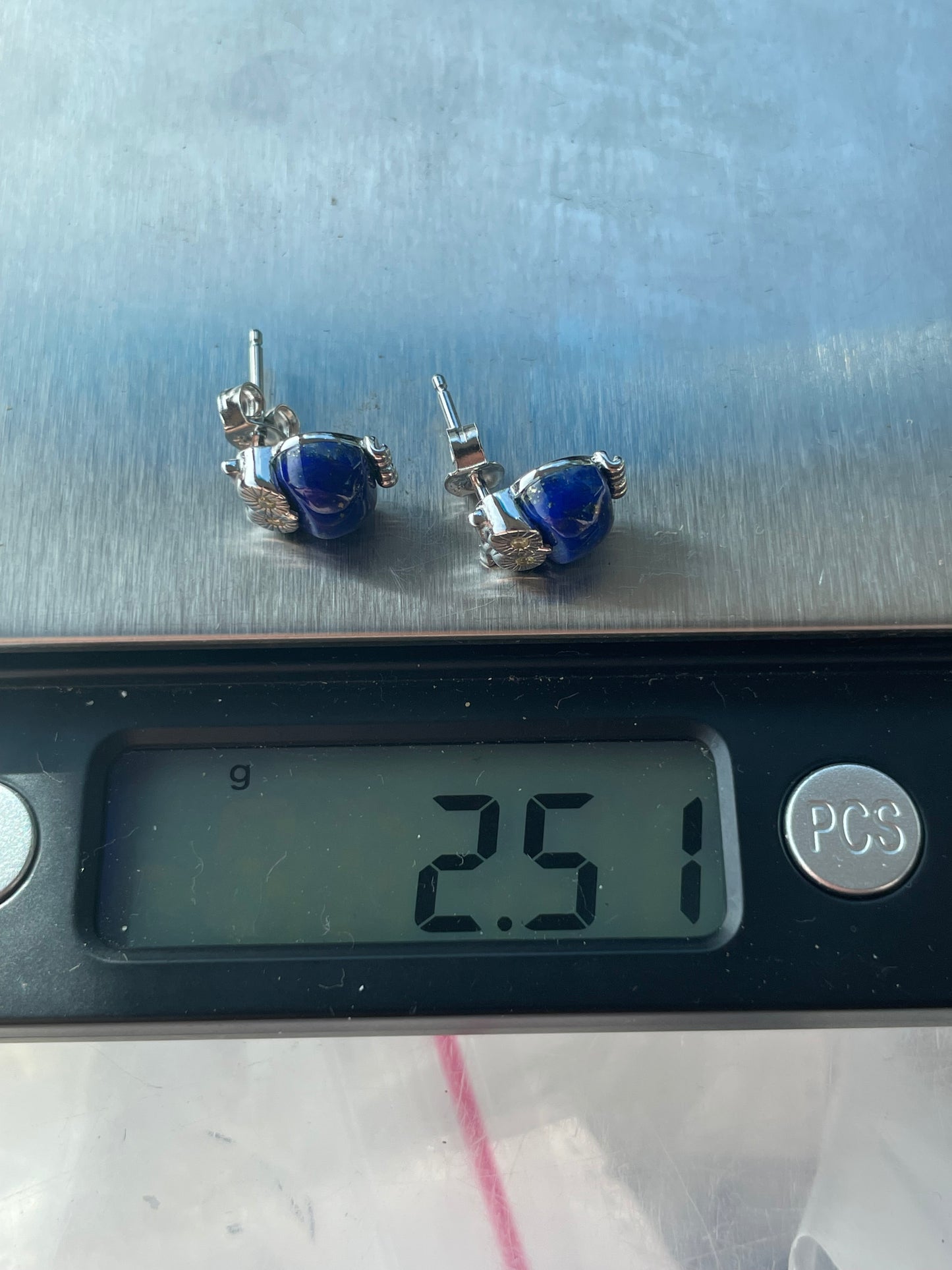 Lapis Flower Stud Earrings | 925 Sterling Silver B596