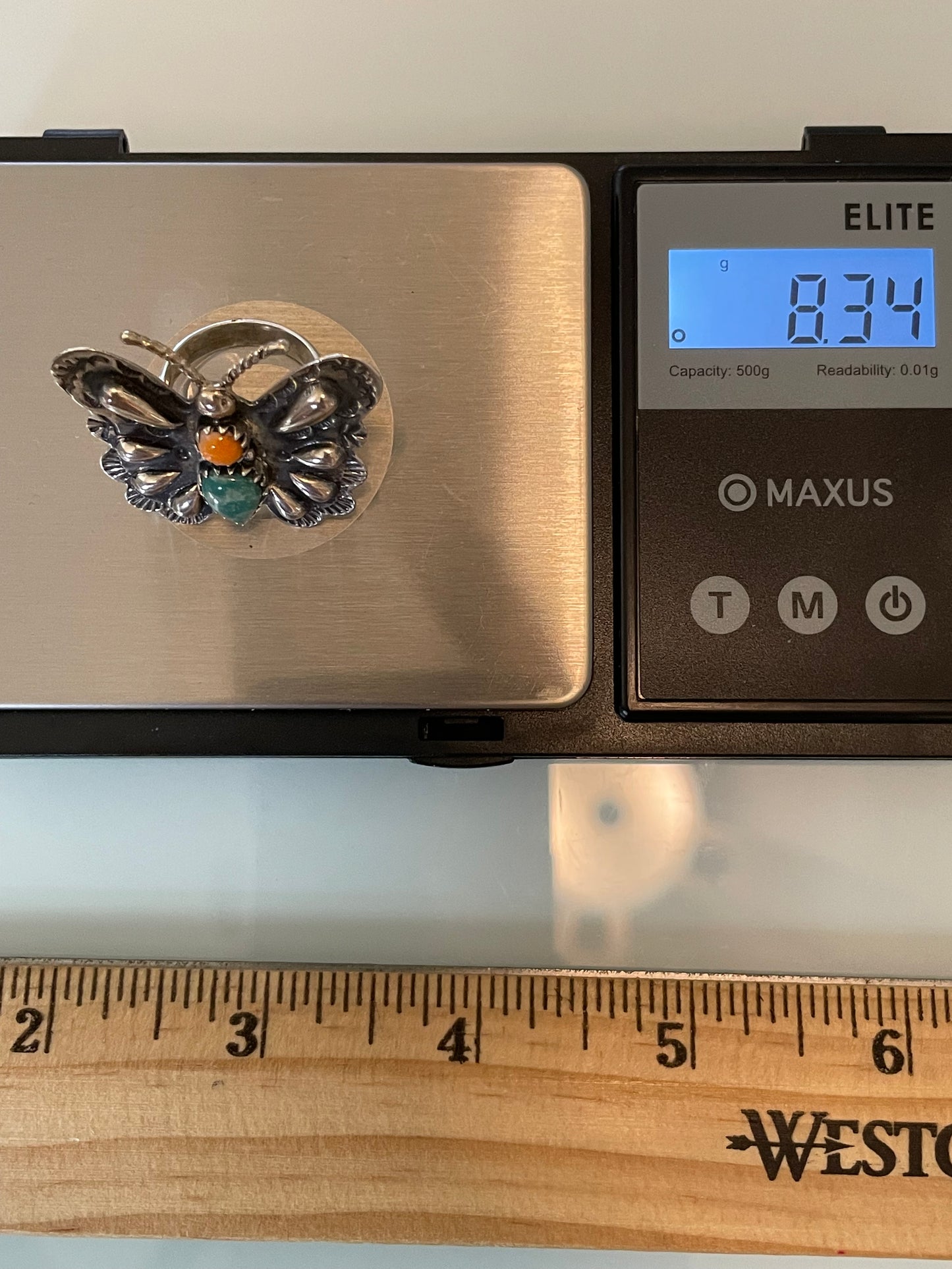 Spiny Oyster & Turquoise Butterfly Ring Size 6 | 925 Sterling Silver G202