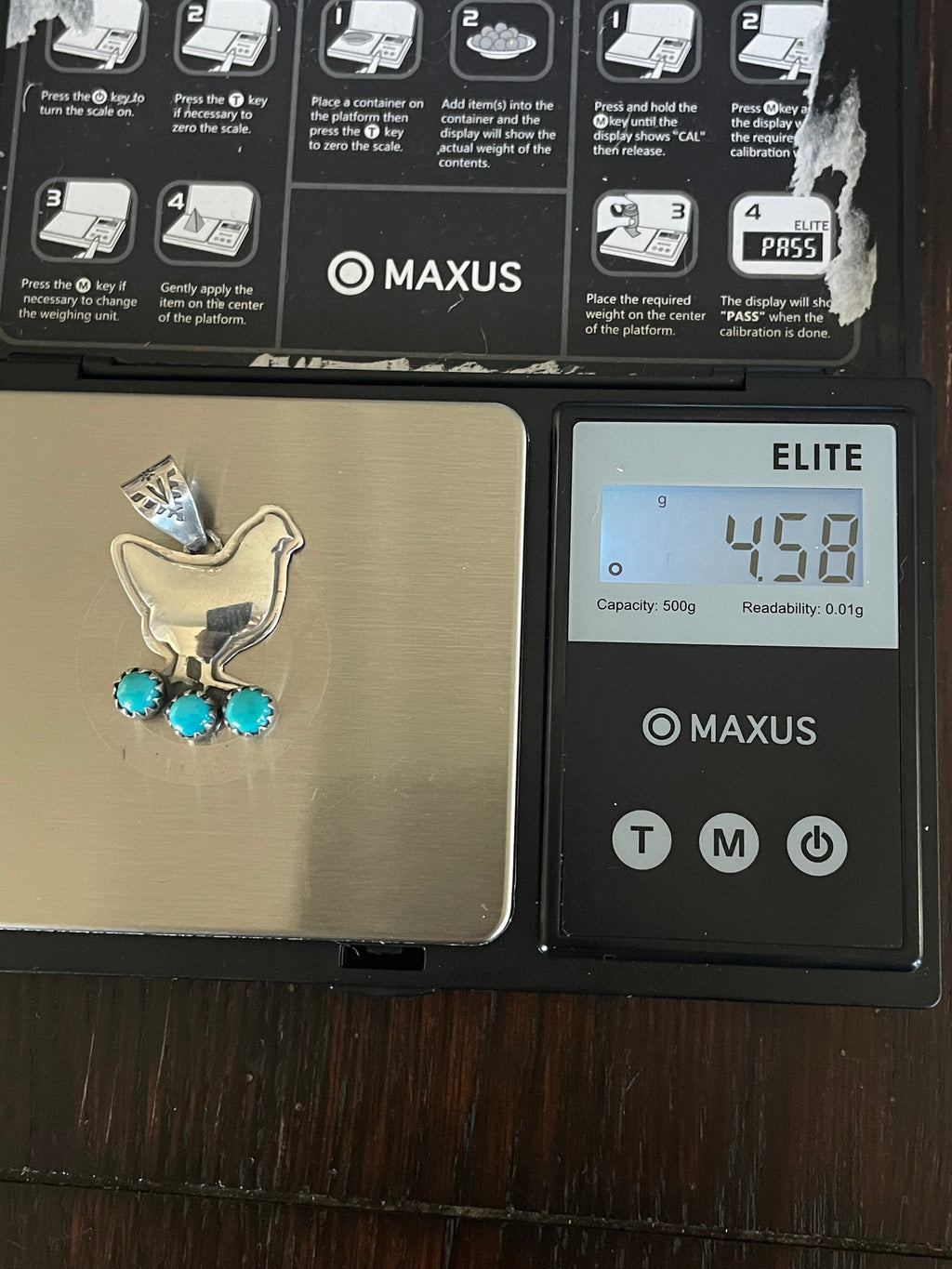 Turquoise Chicken Pendant | Sterling Silver E712