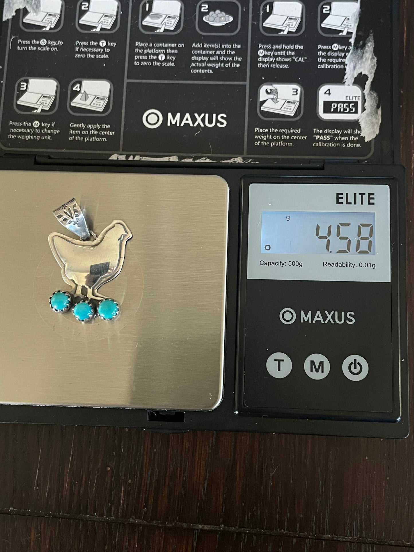 Turquoise Chicken Pendant | Sterling Silver E712