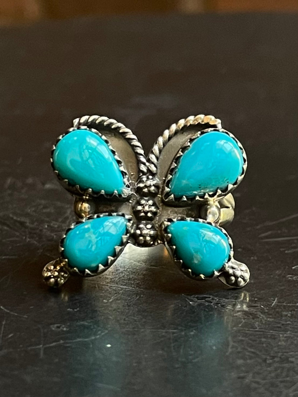Turquoise Butterfly Ring Size 7.5 | Sterling Silver E885